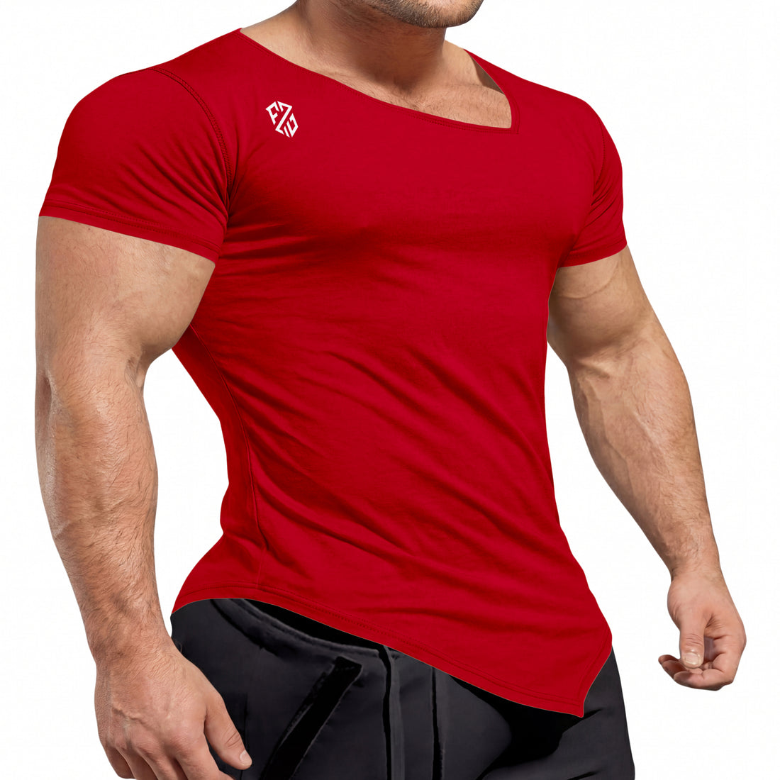 Men's Power Red Rapid-Dry Gym T-Shirt | Performance Training & Workout Tee - Slim Fit