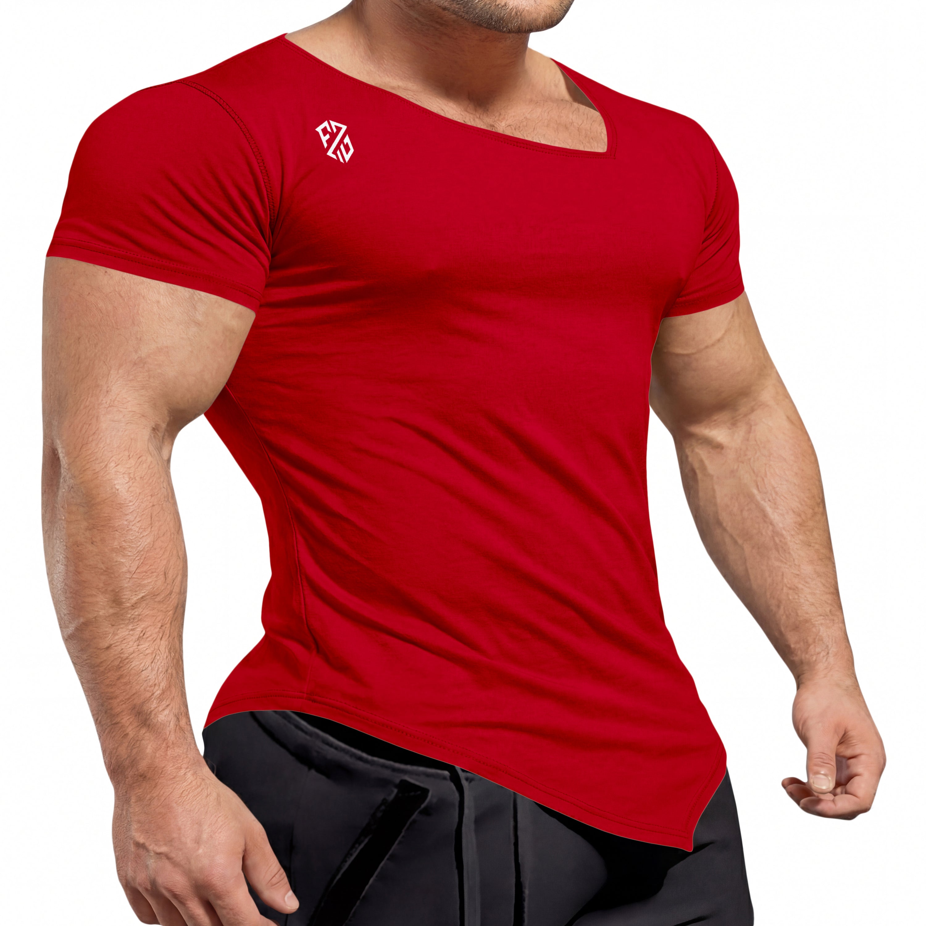 Men's Power Red Rapid-Dry Gym T-Shirt | Performance Training & Workout Tee - Slim Fit
