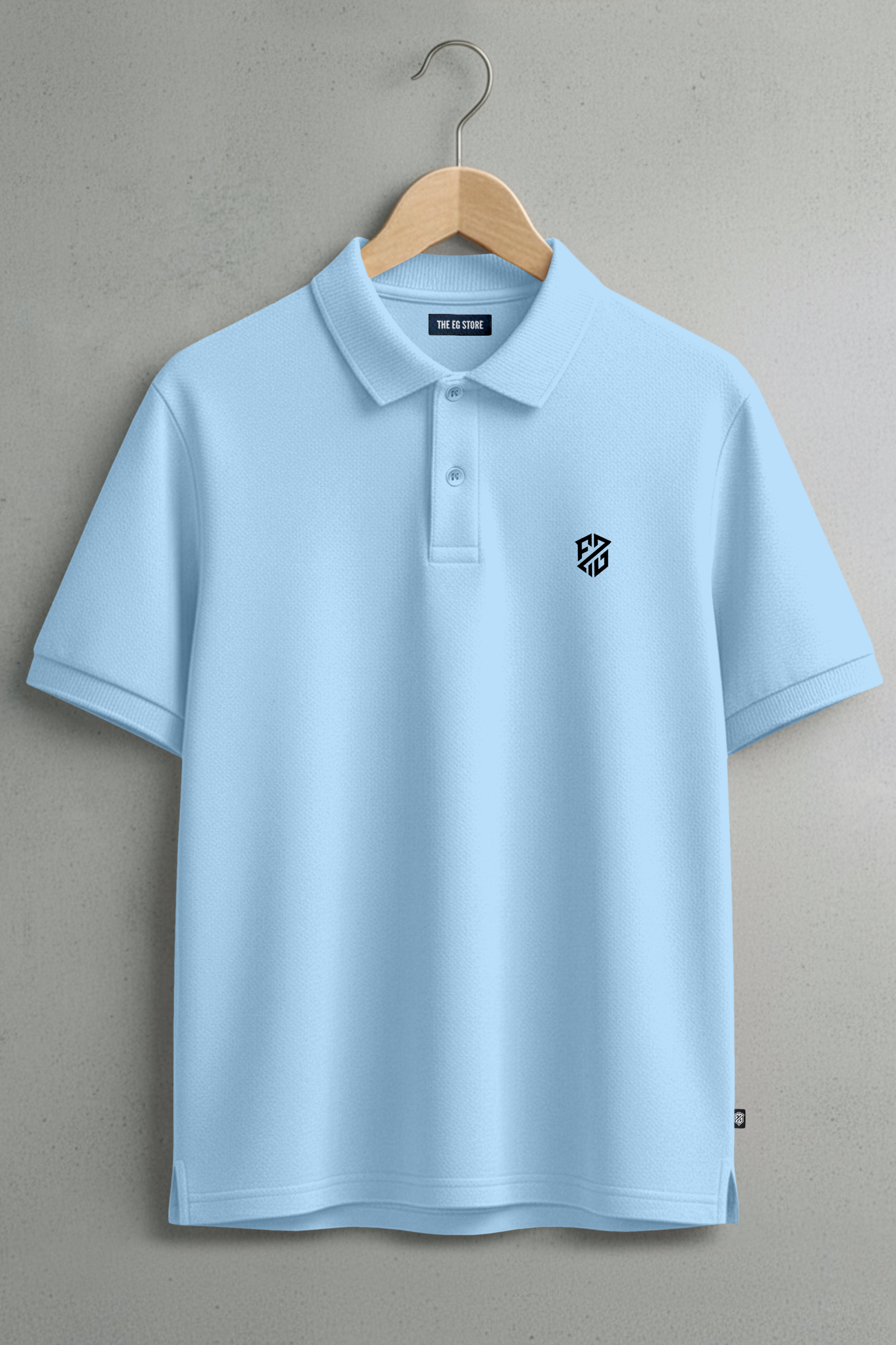 Men's Sky Blue Premium Cotton Polo Neck T-Shirt - Half Sleeves