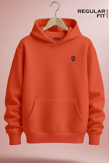 Men’s Electric Orange Oversized Hoodie – Heavyweight Full Sleeve Streetwear