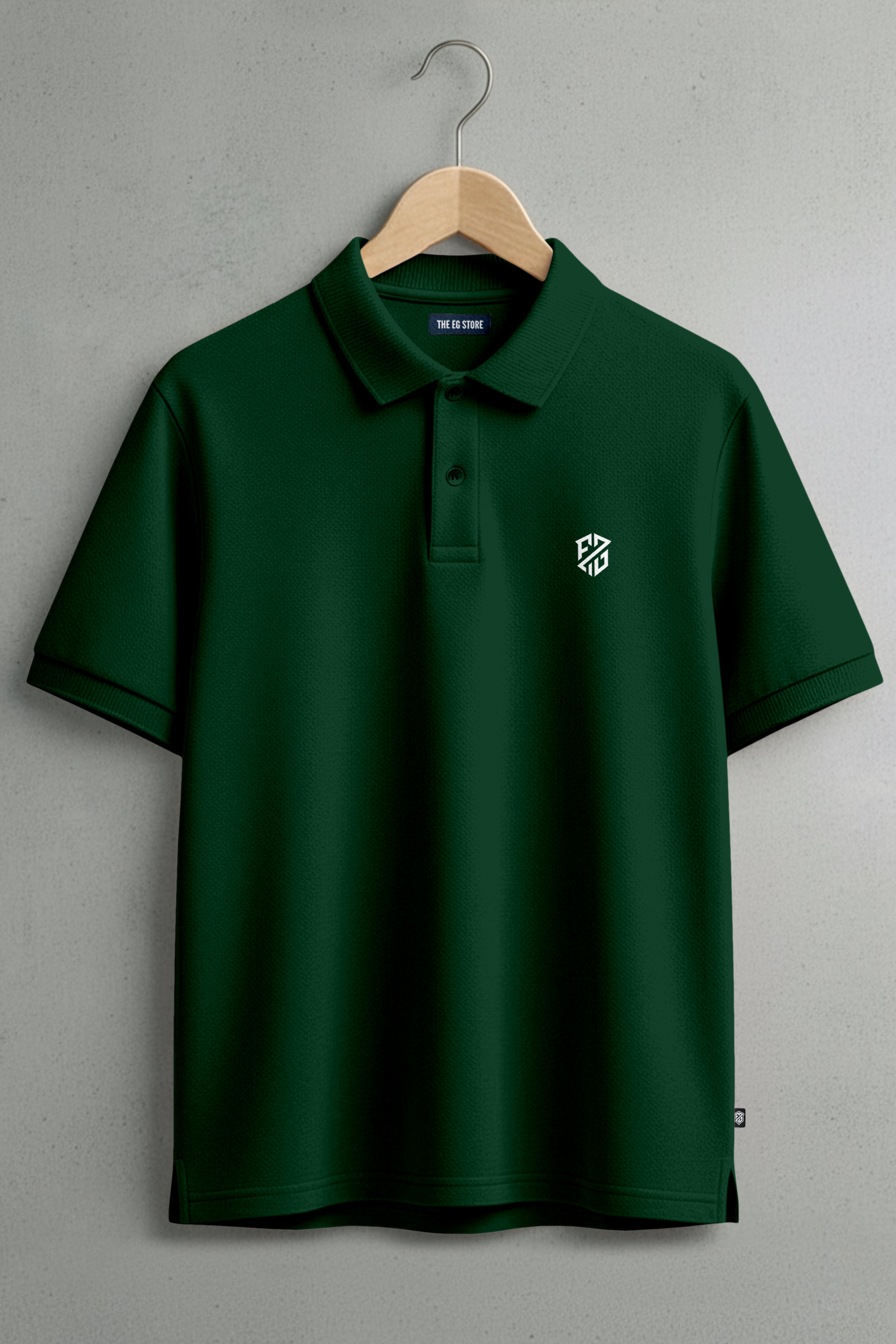 Men's Dark Green Premium Pique Cotton Polo Neck T-Shirt - Half Sleeves