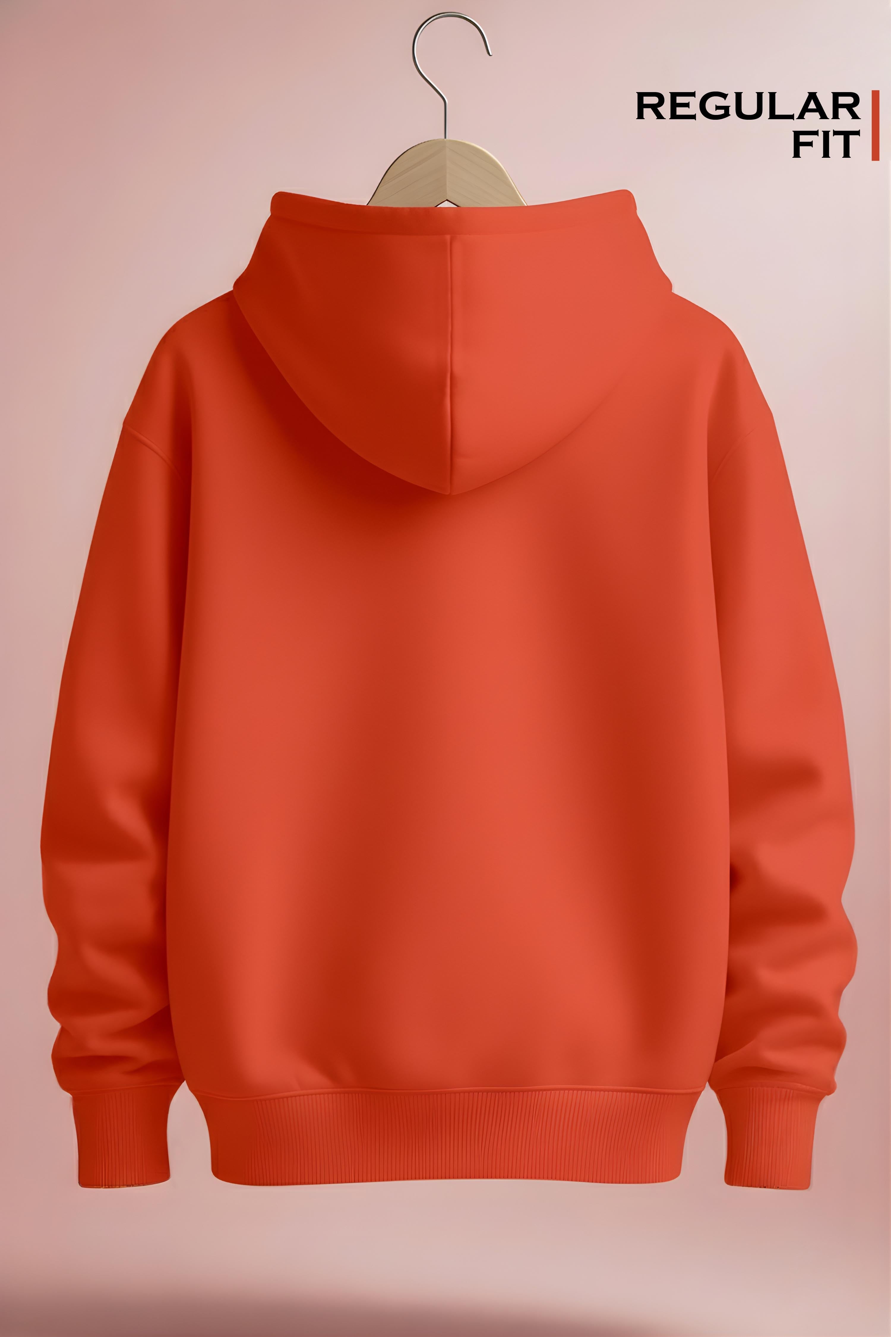 Men’s Electric Orange Oversized Hoodie – Heavyweight Full Sleeve Streetwear