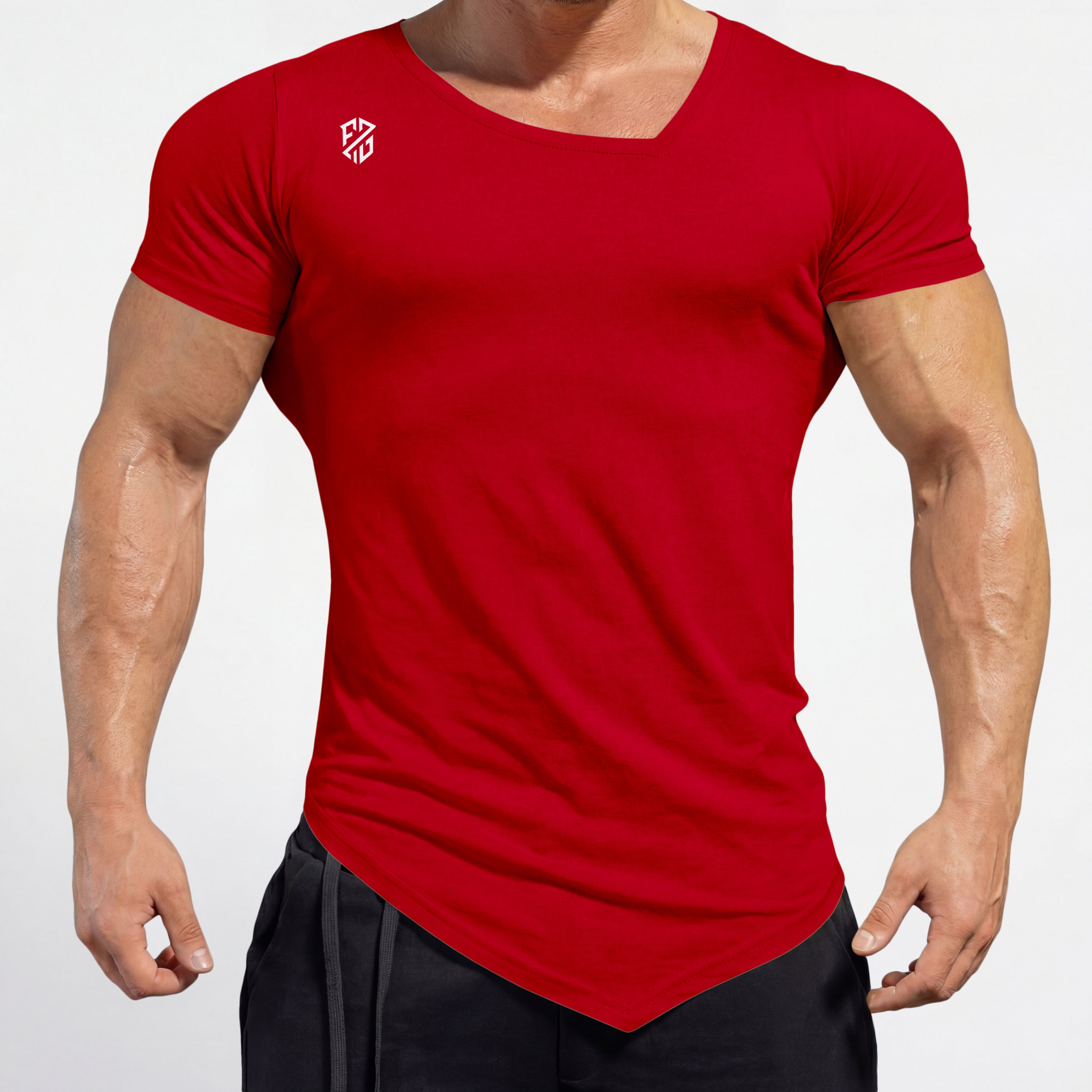 Men's Power Red Rapid-Dry Gym T-Shirt | Performance Training & Workout Tee - Slim Fit