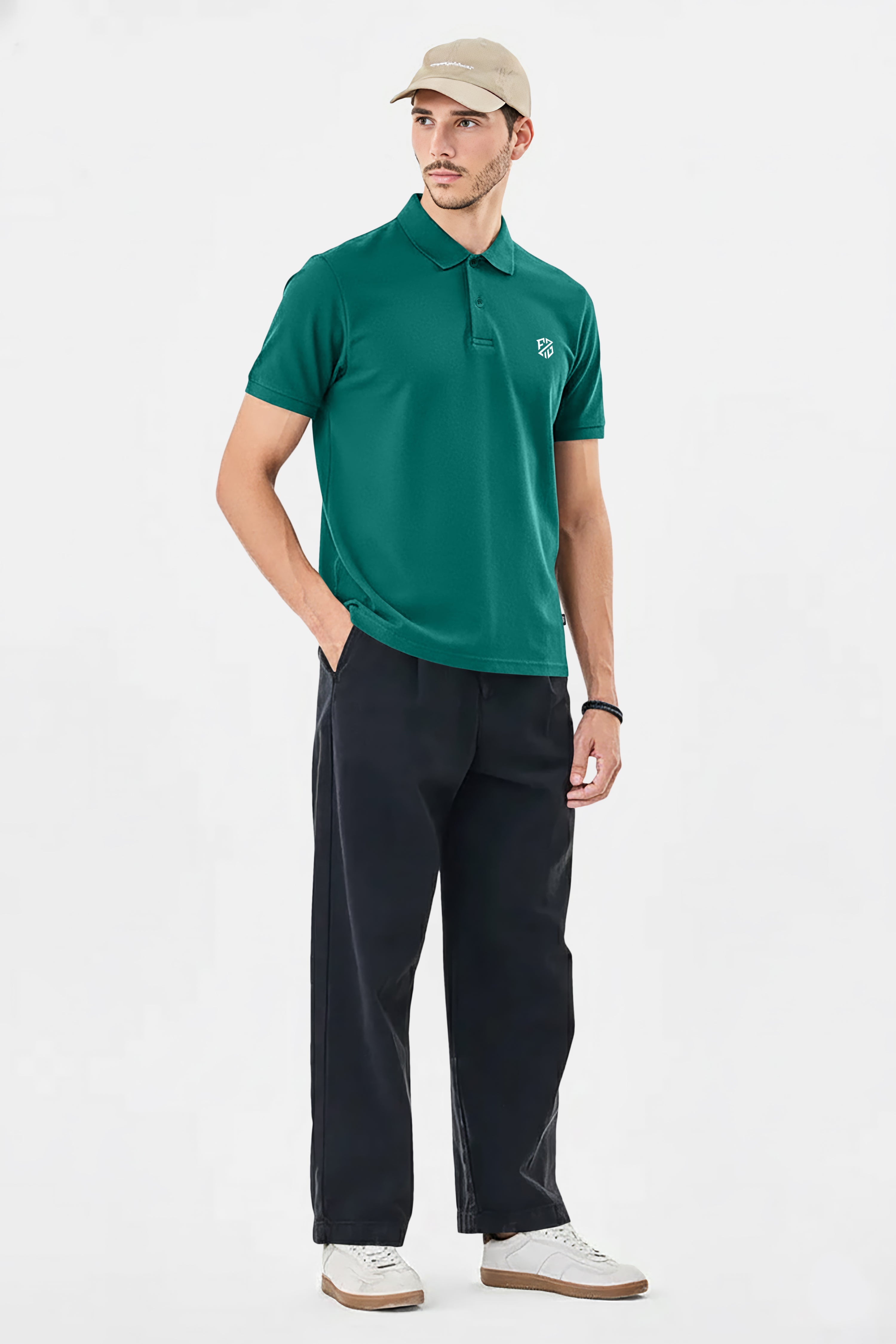 Men's Premium Cotton Solid Polo Neck Half Sleeve T-Shirt | Classic Regular Fit