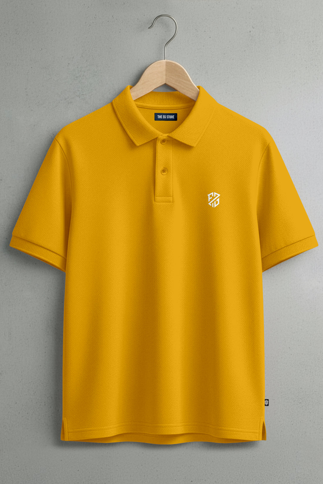 Men's Mustard Yellow Classic Pique Polo – Breathable Cotton Half-Sleeve
