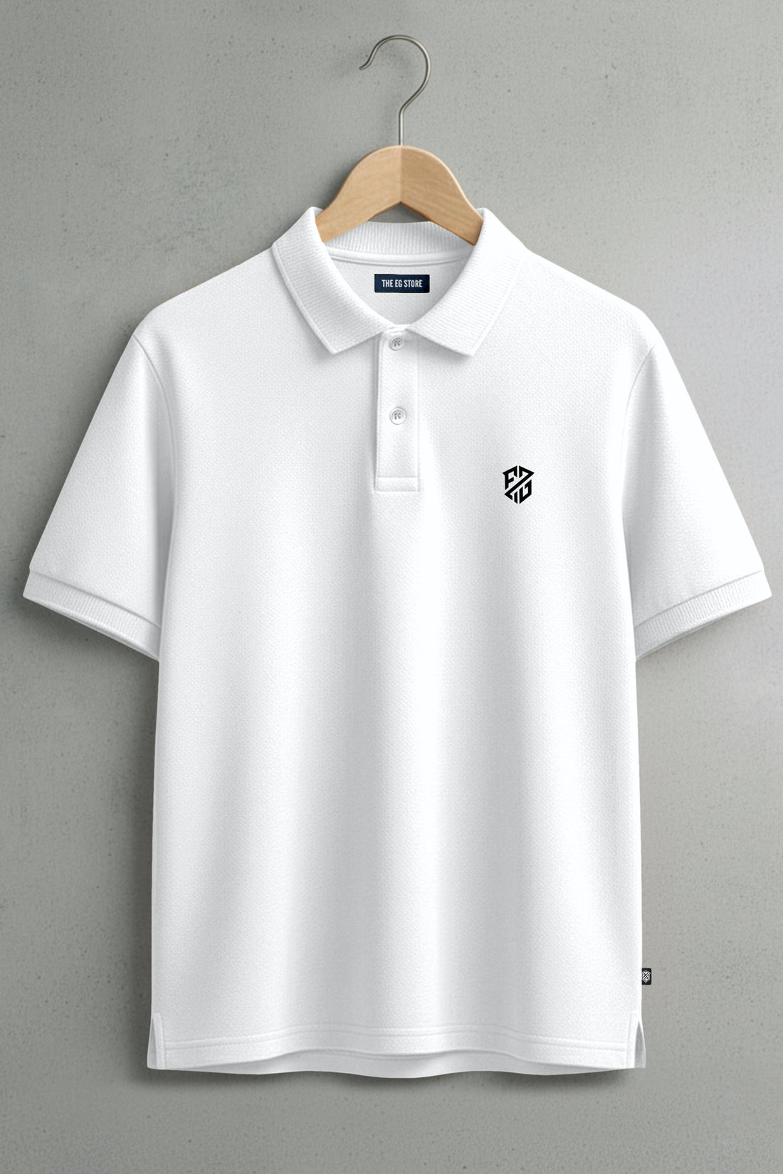 Men's Solid White Premium Pique Cotton Polo Neck T-Shirt - Slim Fit