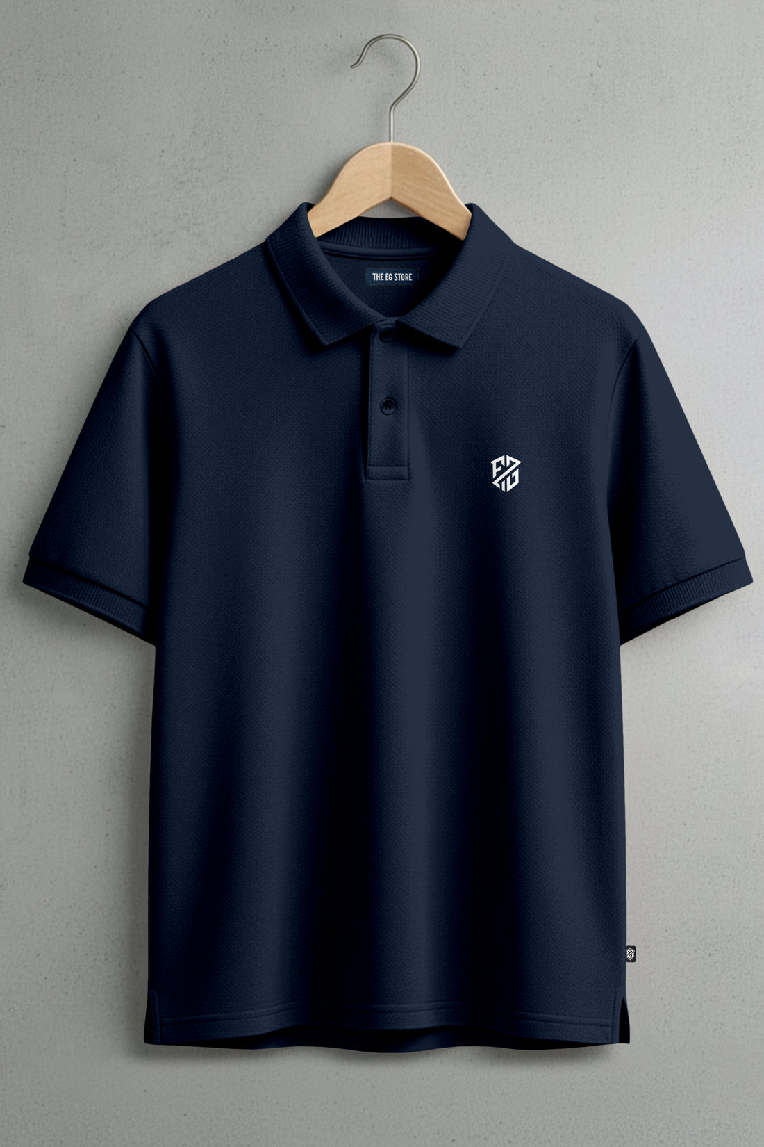 Men's Navy Blue Premium Pique Cotton Polo Neck T-Shirt - Half Sleeves | Slim Fit