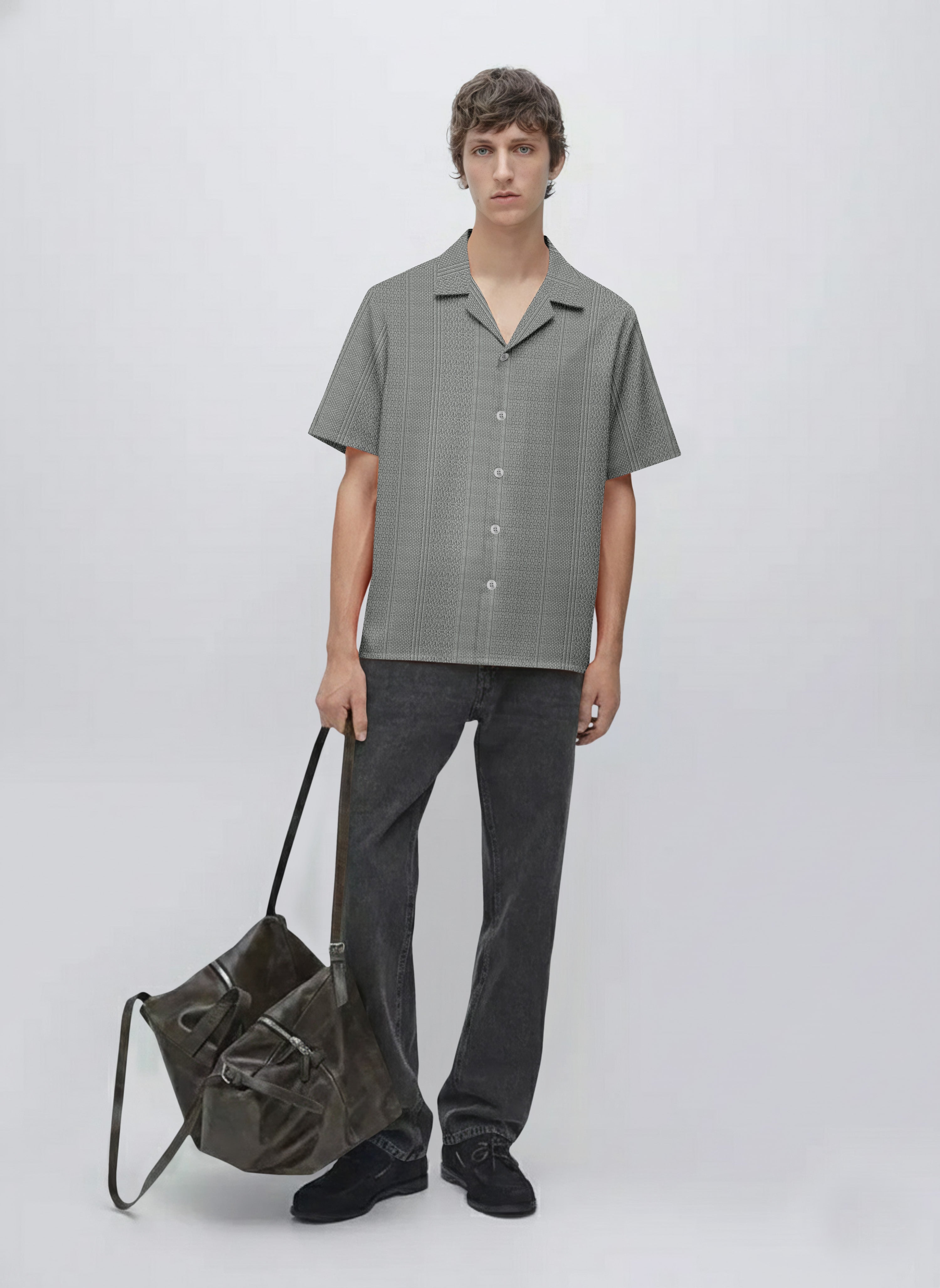 Men’s Dark Chocolate Brown Half-Sleeve Shirt – Smooth Cotton Sateen