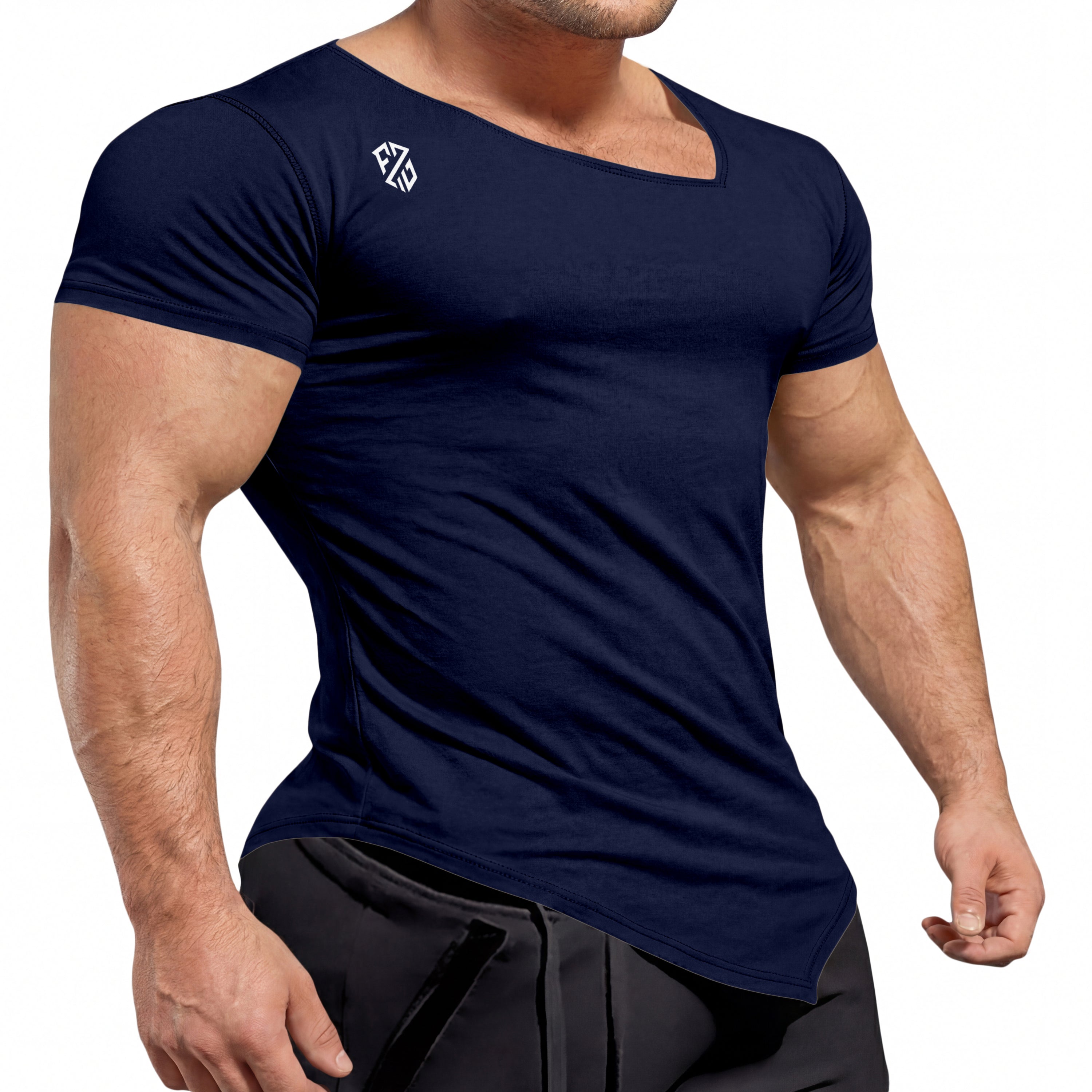 Men's Navy Blue Rapid-Dry Performance Gym T-Shirt | Slim Fit Training & Sports Tee