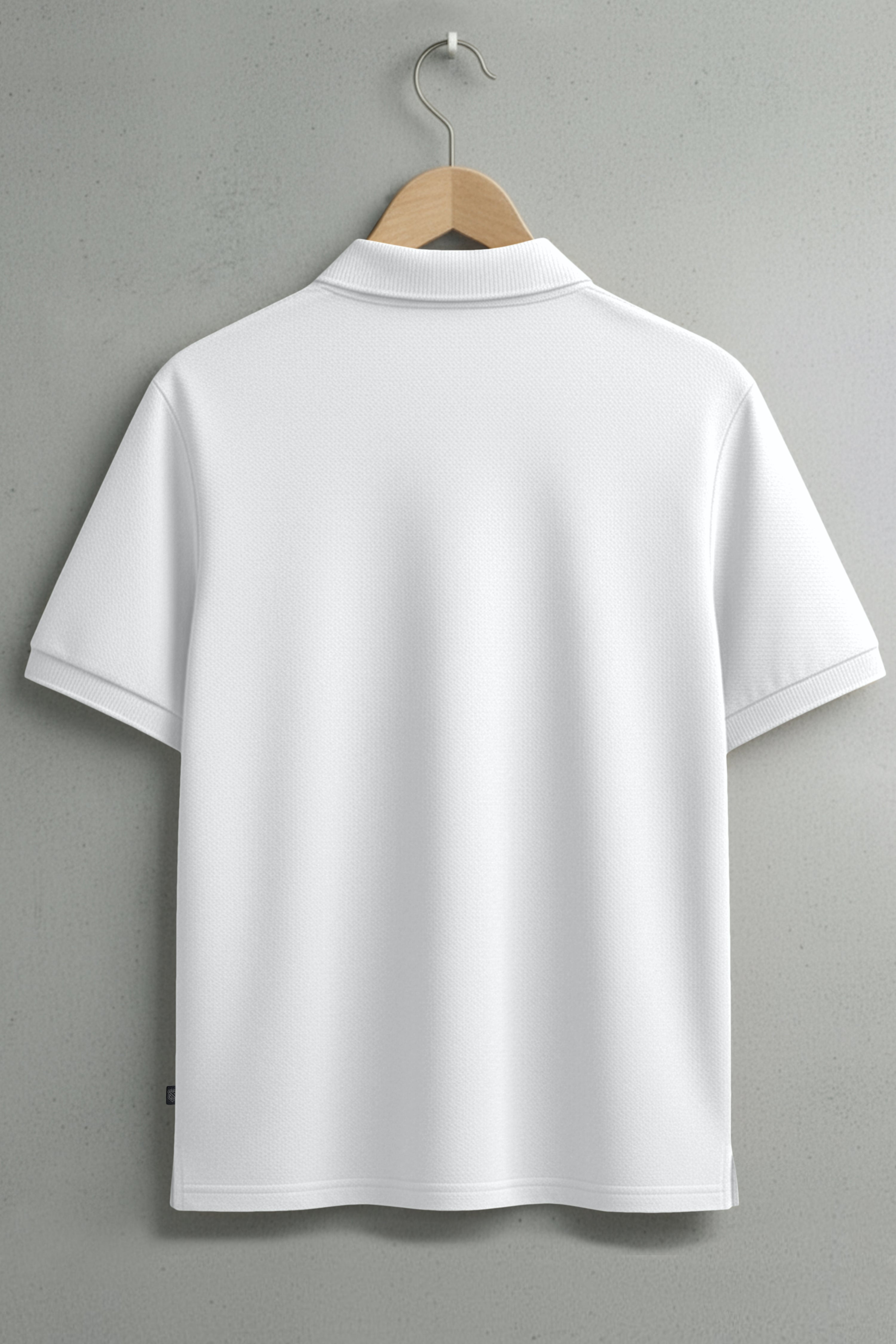 Men's Solid White Premium Pique Cotton Polo Neck T-Shirt - Slim Fit