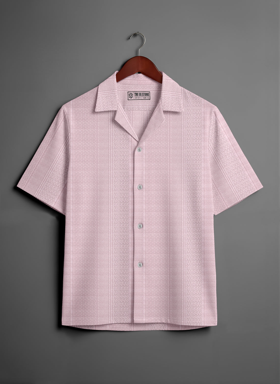 Men's Slim-Fit Light Pink Half-Sleeve Oxford Shirt – Breathable Summer Essential