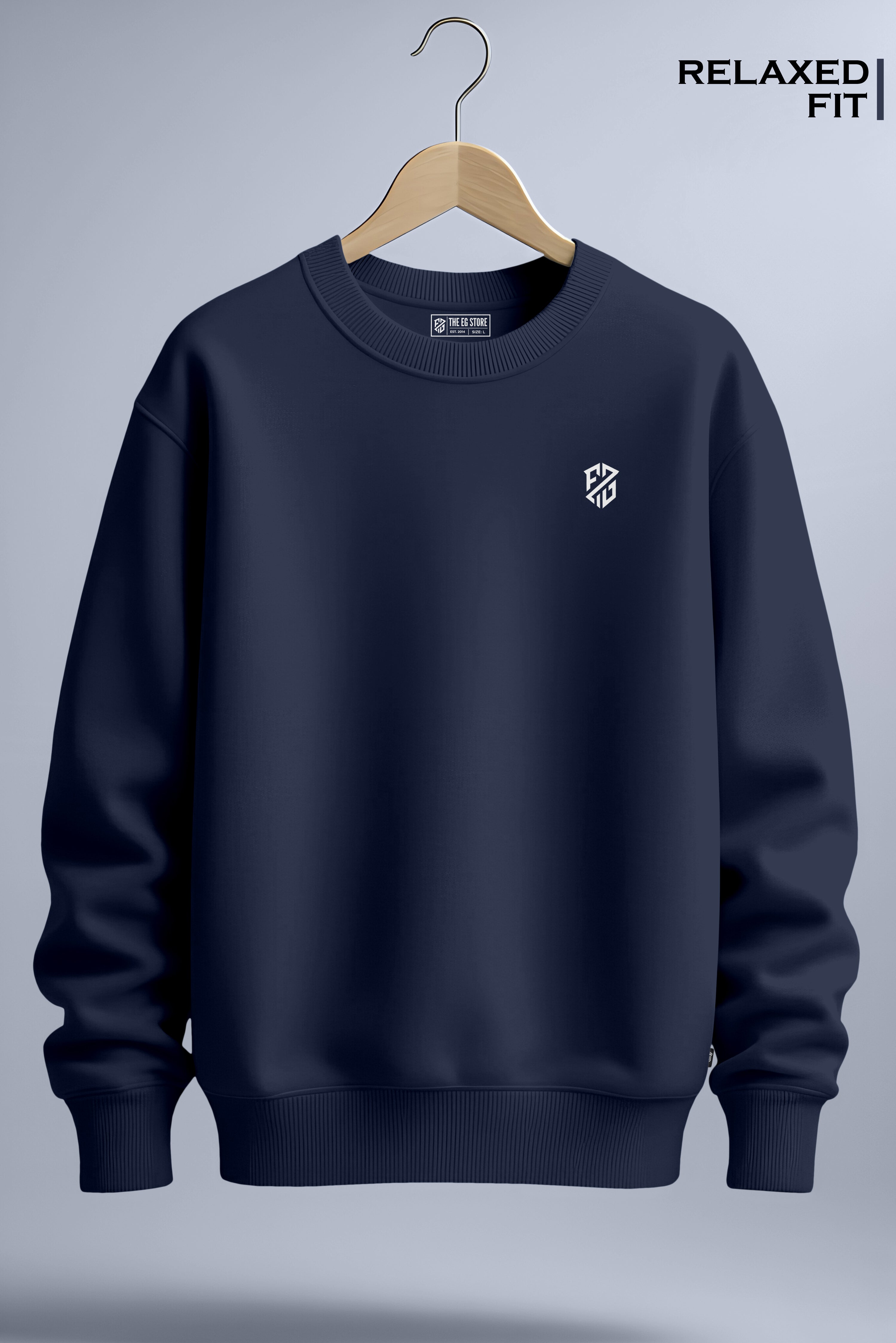 Men’s Midnight Navy Crewneck Sweatshirt – Premium Soft-Touch Full Sleeve