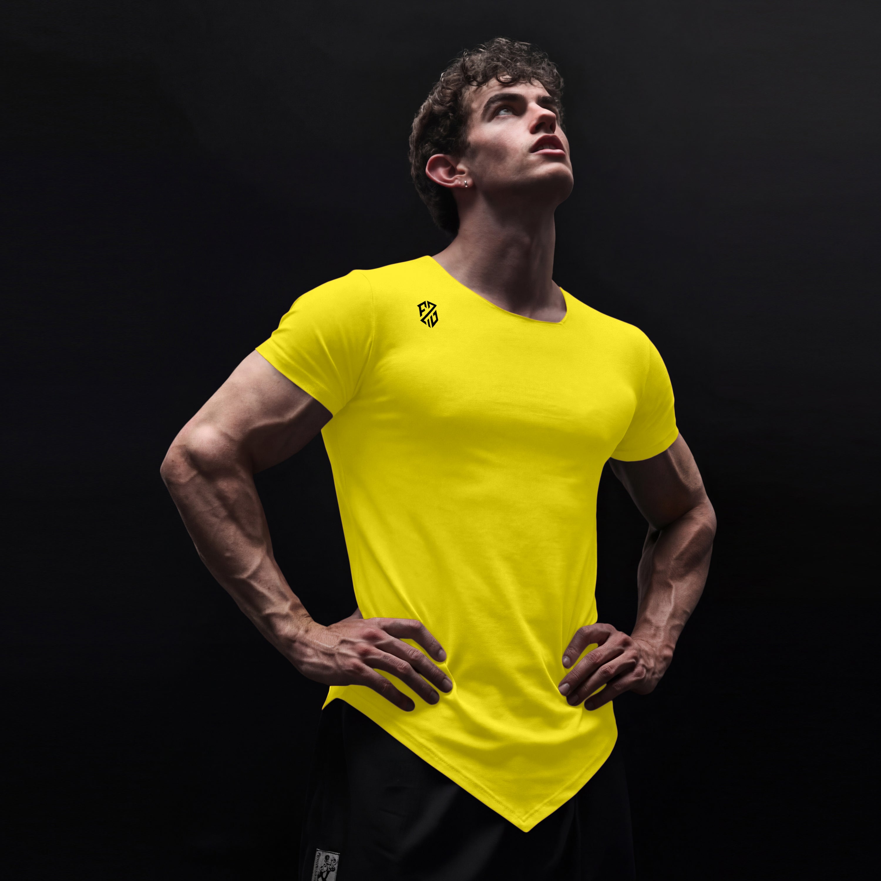 Men's Rapid-Dry Yellow Gym & Training T-Shirt | Slim Fit Half Sleeve Sports Tee