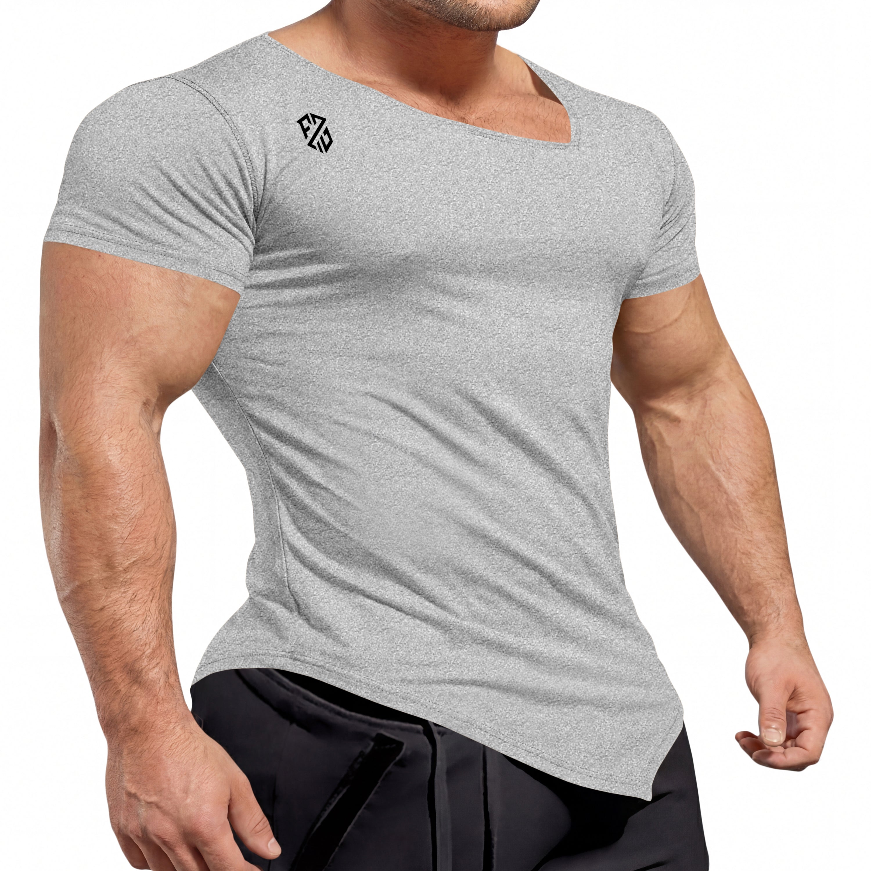 Men's Steel Grey Rapid-Dry Performance Gym T-Shirt | Slim Fit Training & Sports Tee