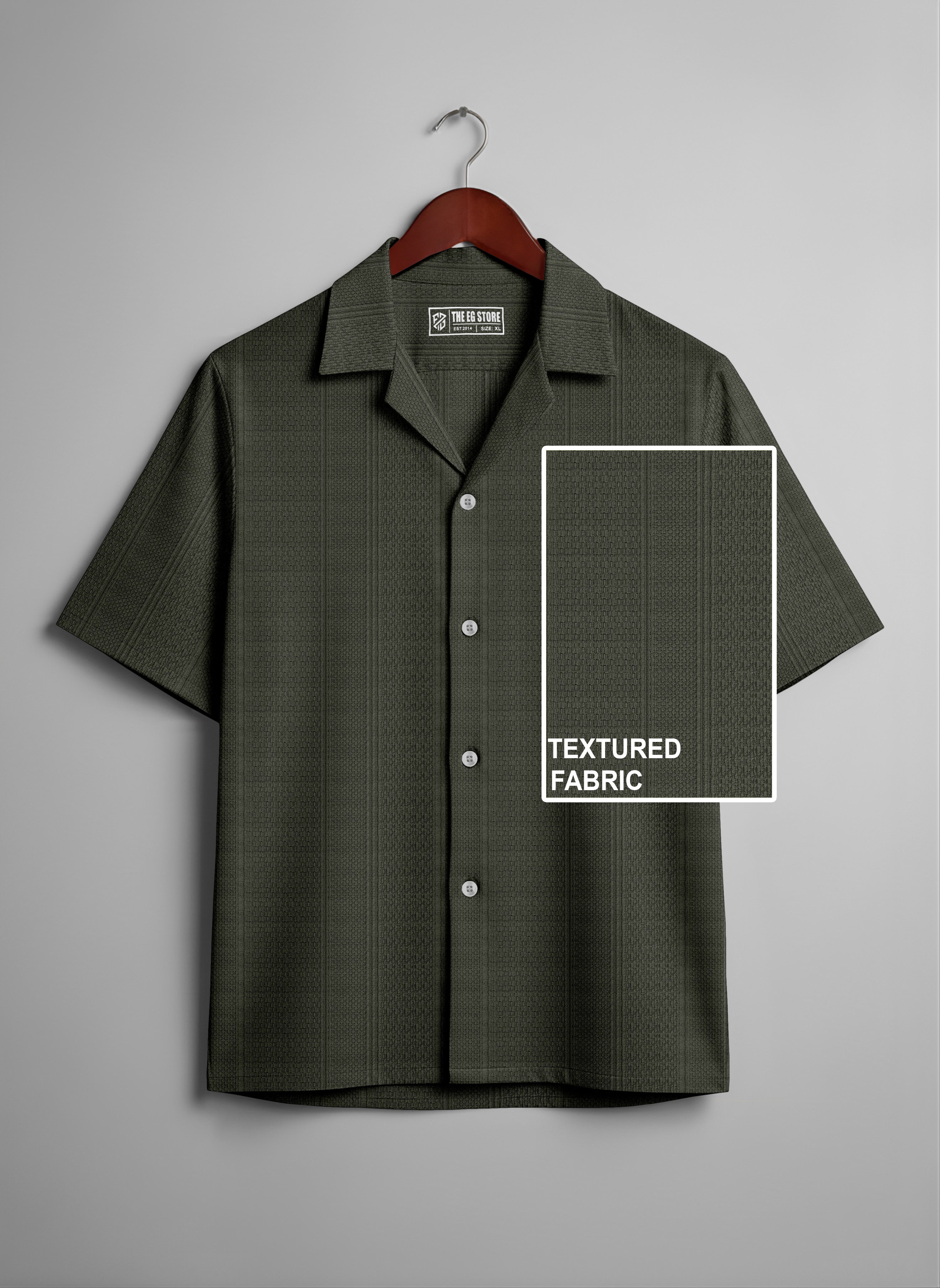 Men’s Deep Forest Green Half-Sleeve Shirt – Premium Cotton Regular Fit