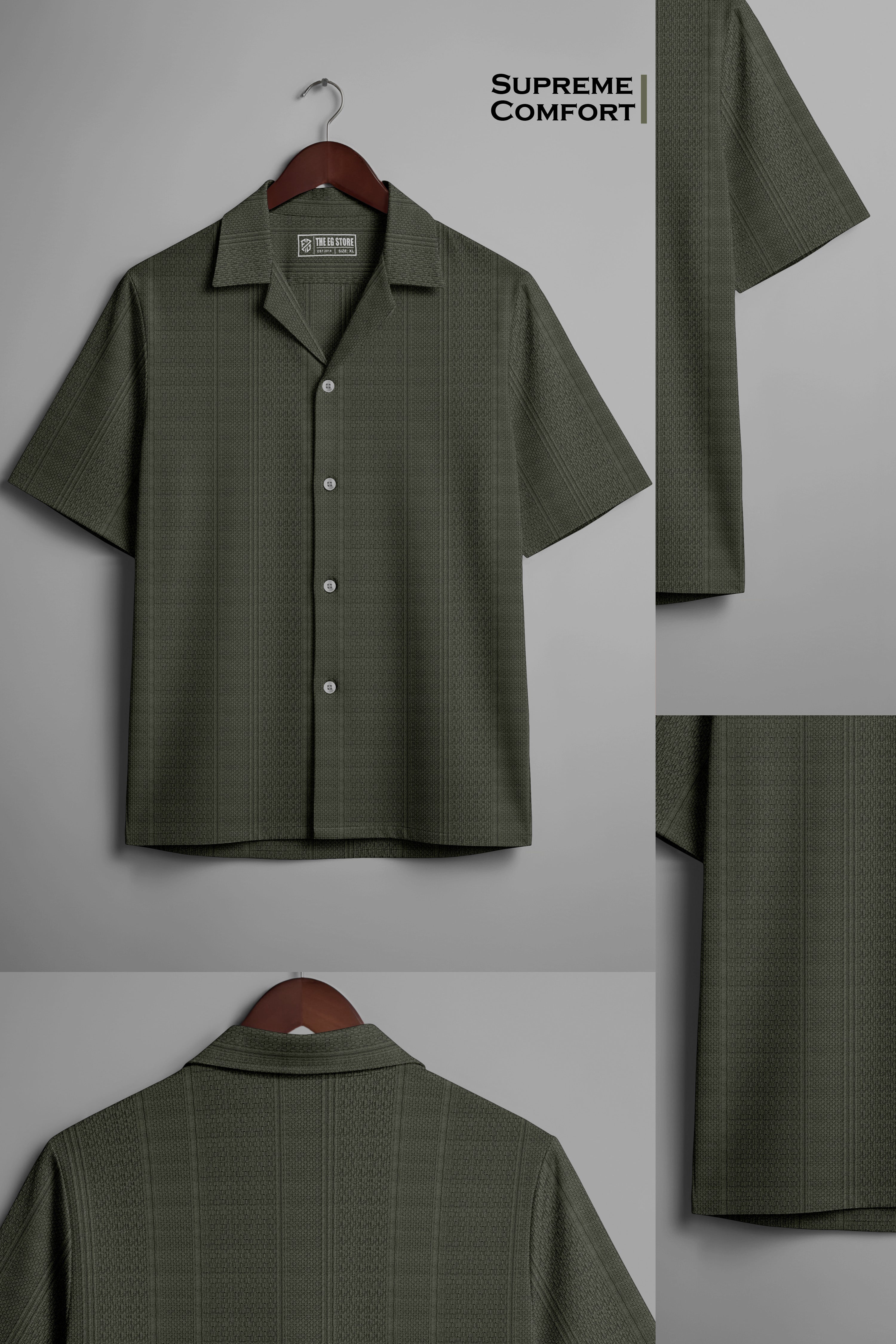 short sleeves Dark Green Shirts
