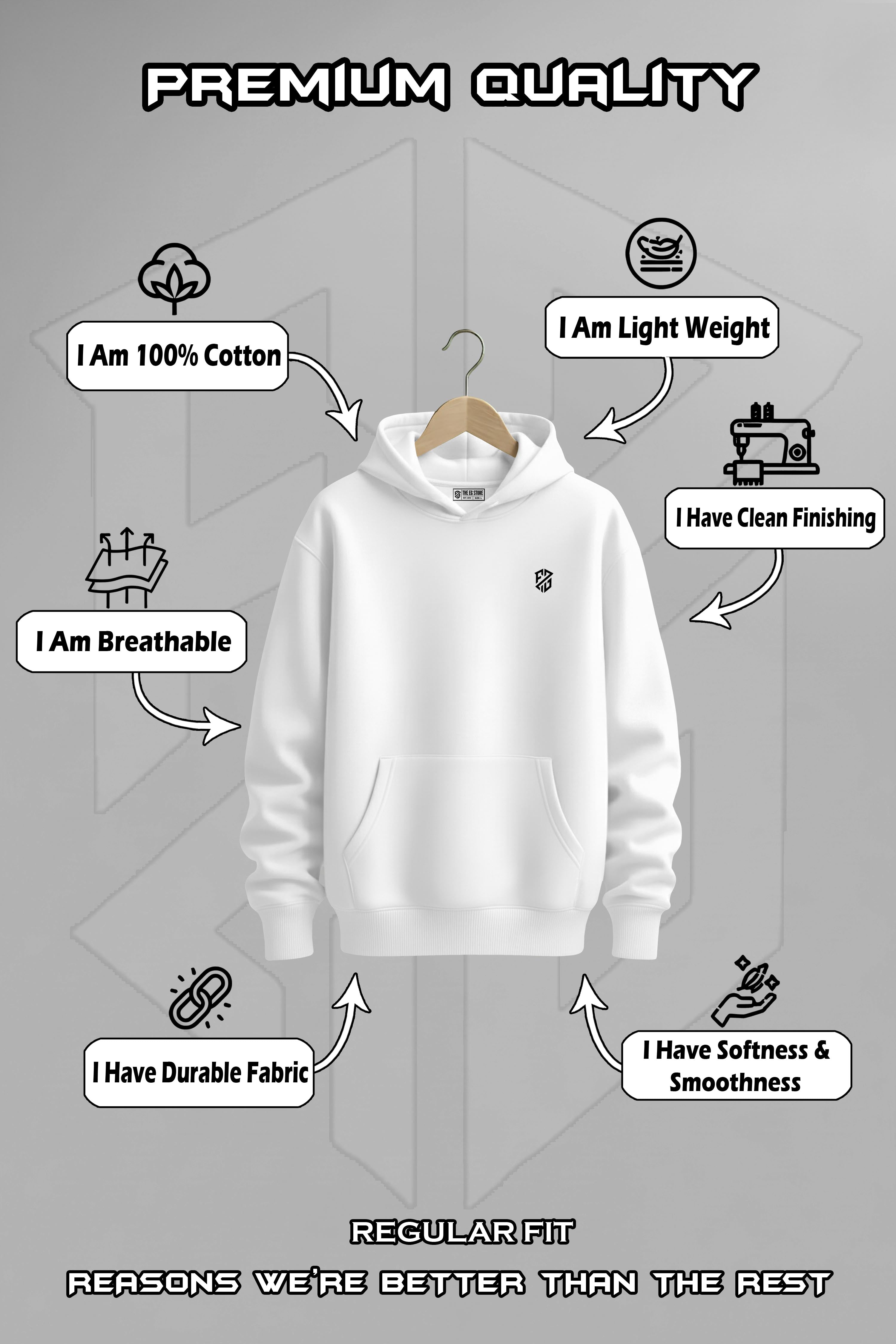 Men’s Arctic White Heavyweight Hoodie – Oversized Full Sleeve Streetwear