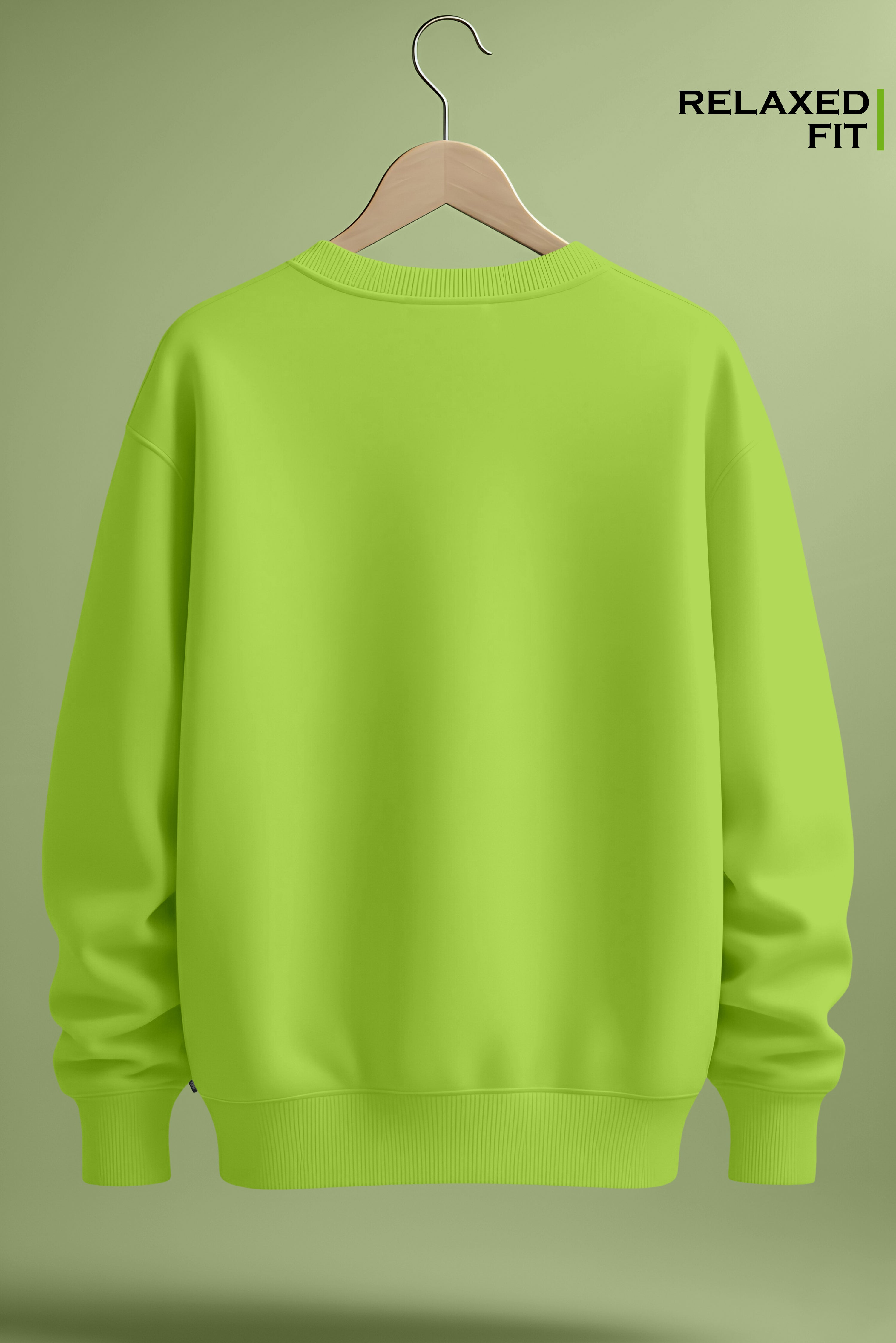 Men’s Neon Kiwi Heavyweight Sweatshirt – Boxy Fit Full Sleeve Crewneck
