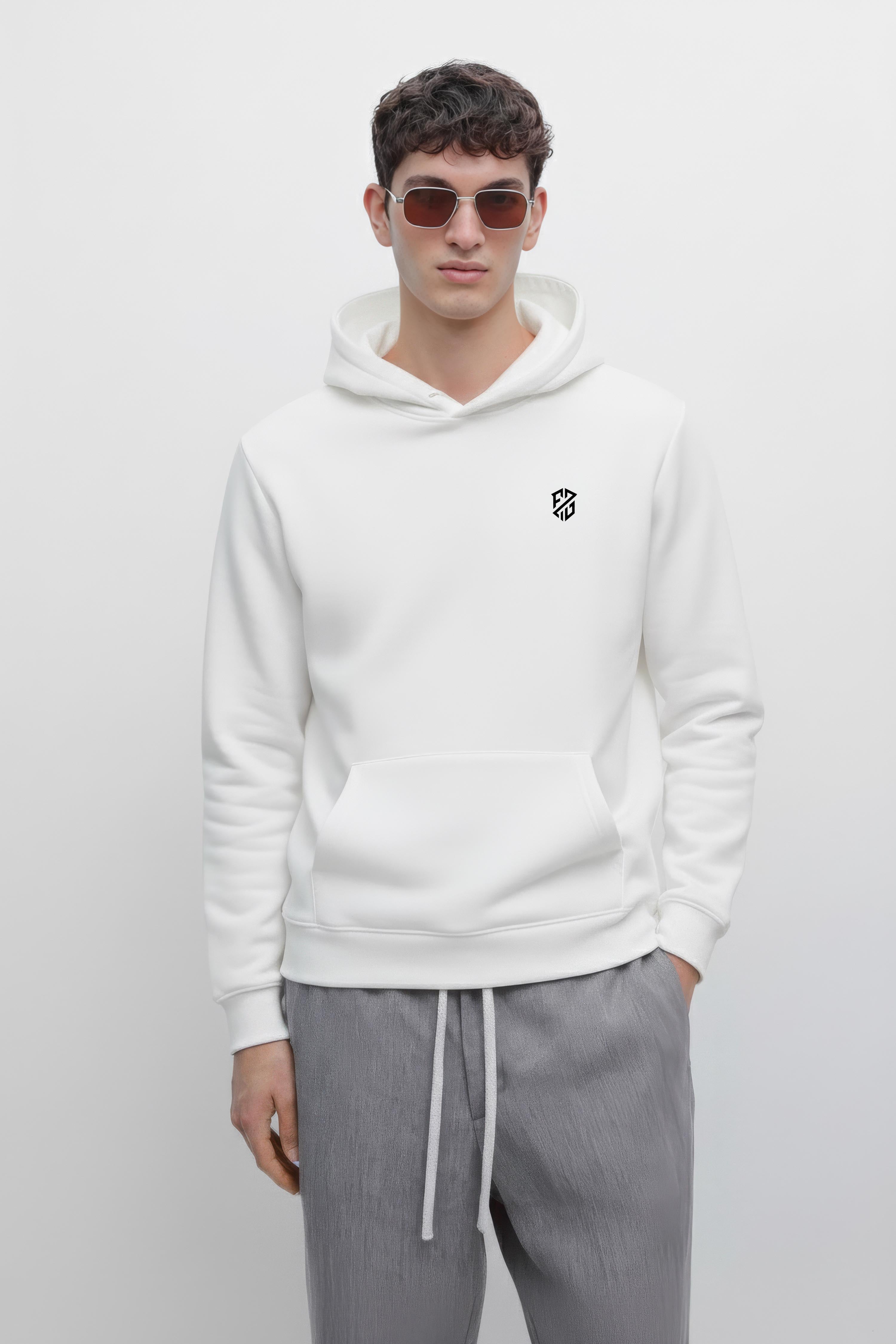 Men’s Arctic White Heavyweight Hoodie – Oversized Full Sleeve Streetwear