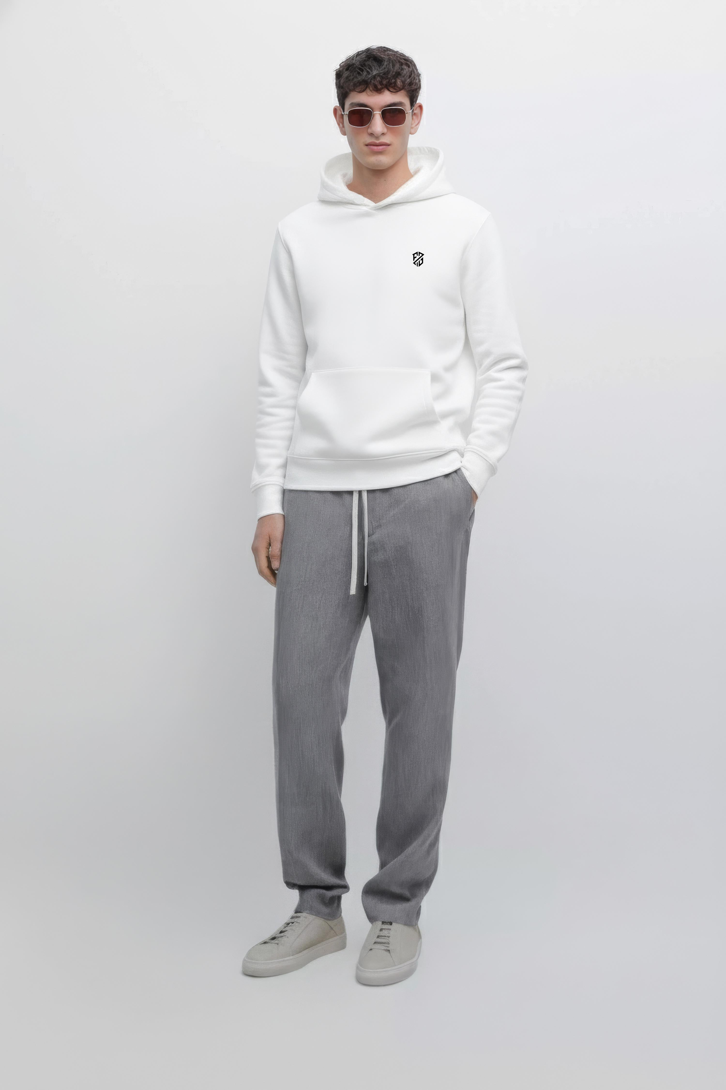 Men’s Arctic White Heavyweight Hoodie – Oversized Full Sleeve Streetwear