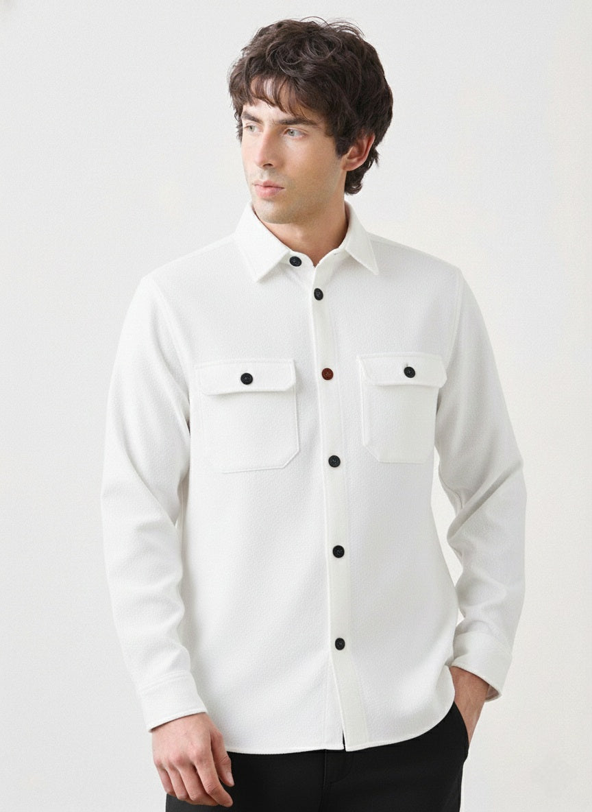 Men’s Pure White Formal Full Sleeve Shirt – Premium Easy-Iron Cotton
