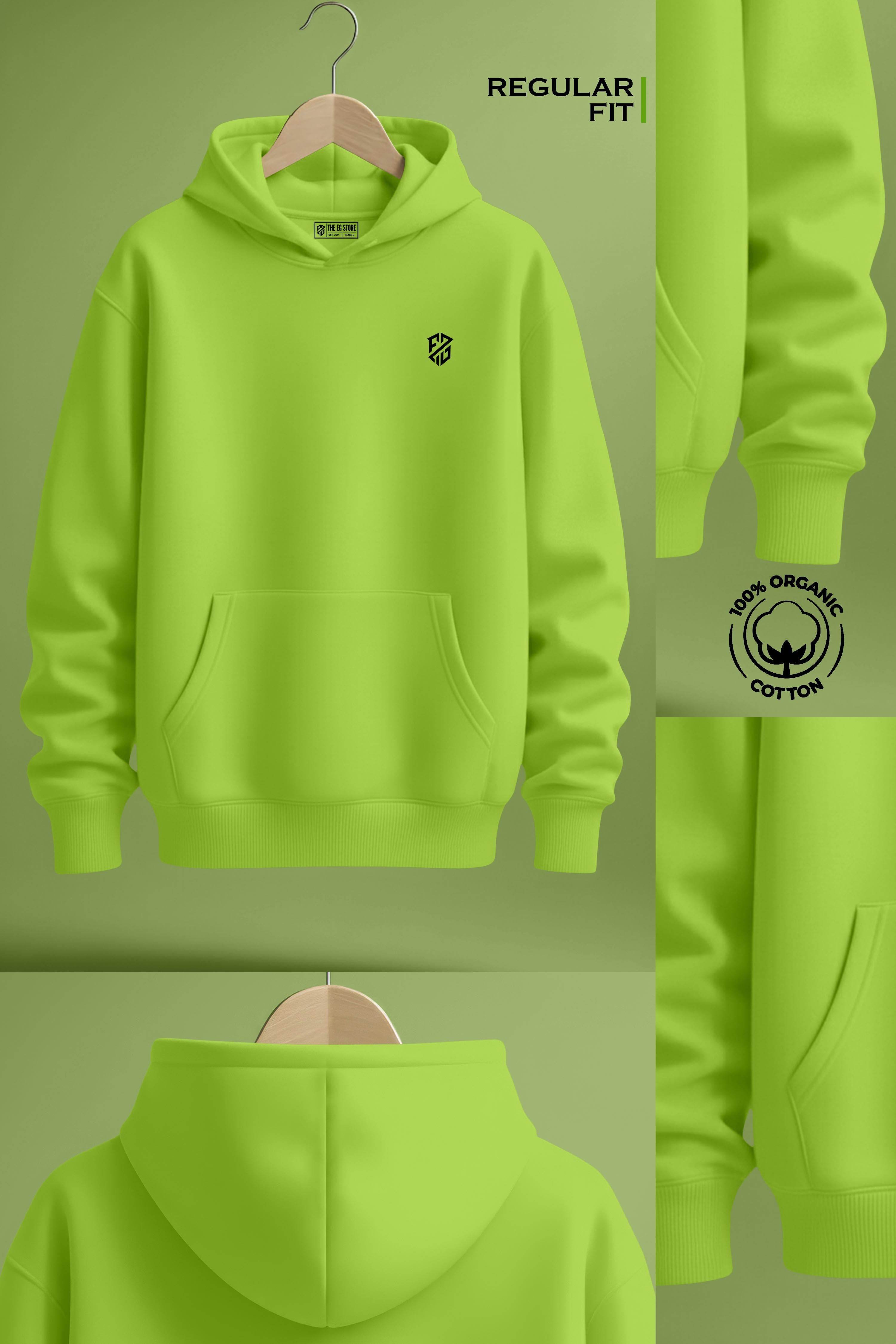 Men’s Neon Kiwi Oversized Hoodie – Heavyweight Full Sleeve Streetwear