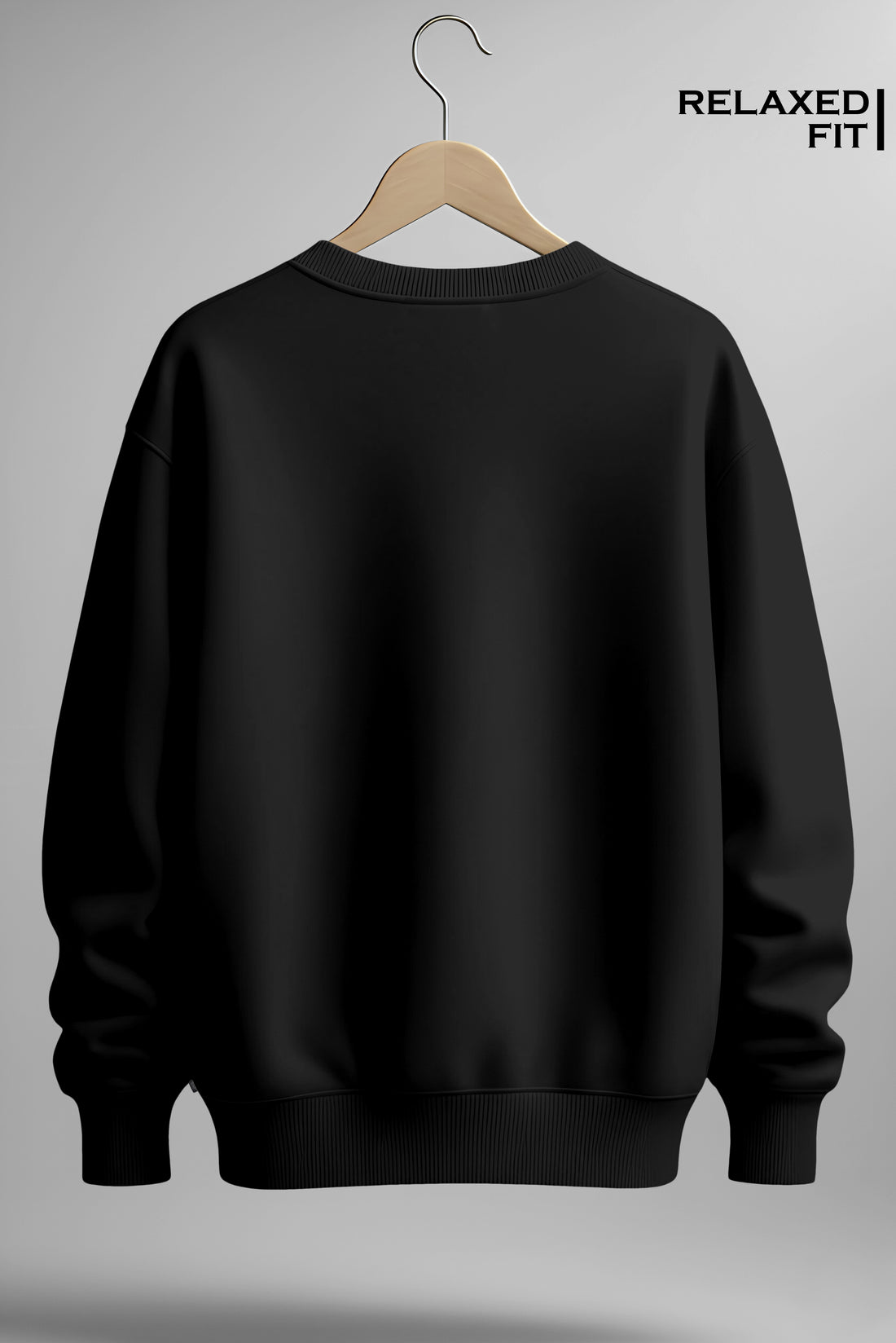 Men’s Jet Black Premium Crewneck – Soft-Touch Full Sleeve Sweatshirt