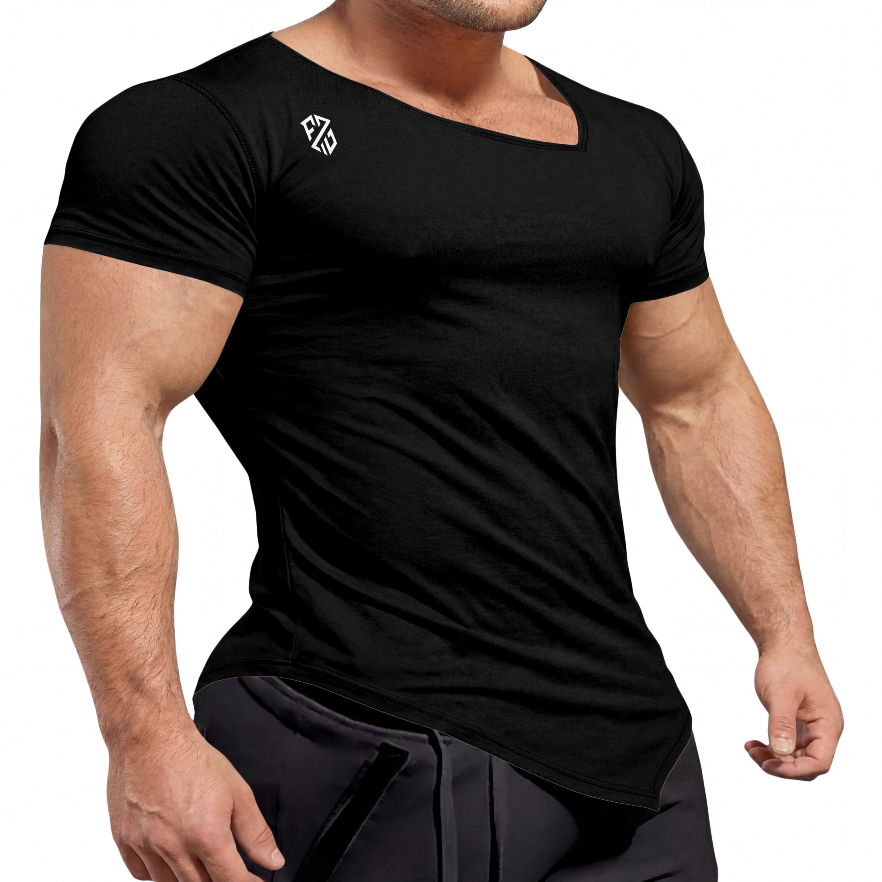 Men's Jet Black Rapid-Dry Performance Gym T-Shirt | Slim Fit Training & Sports Tee