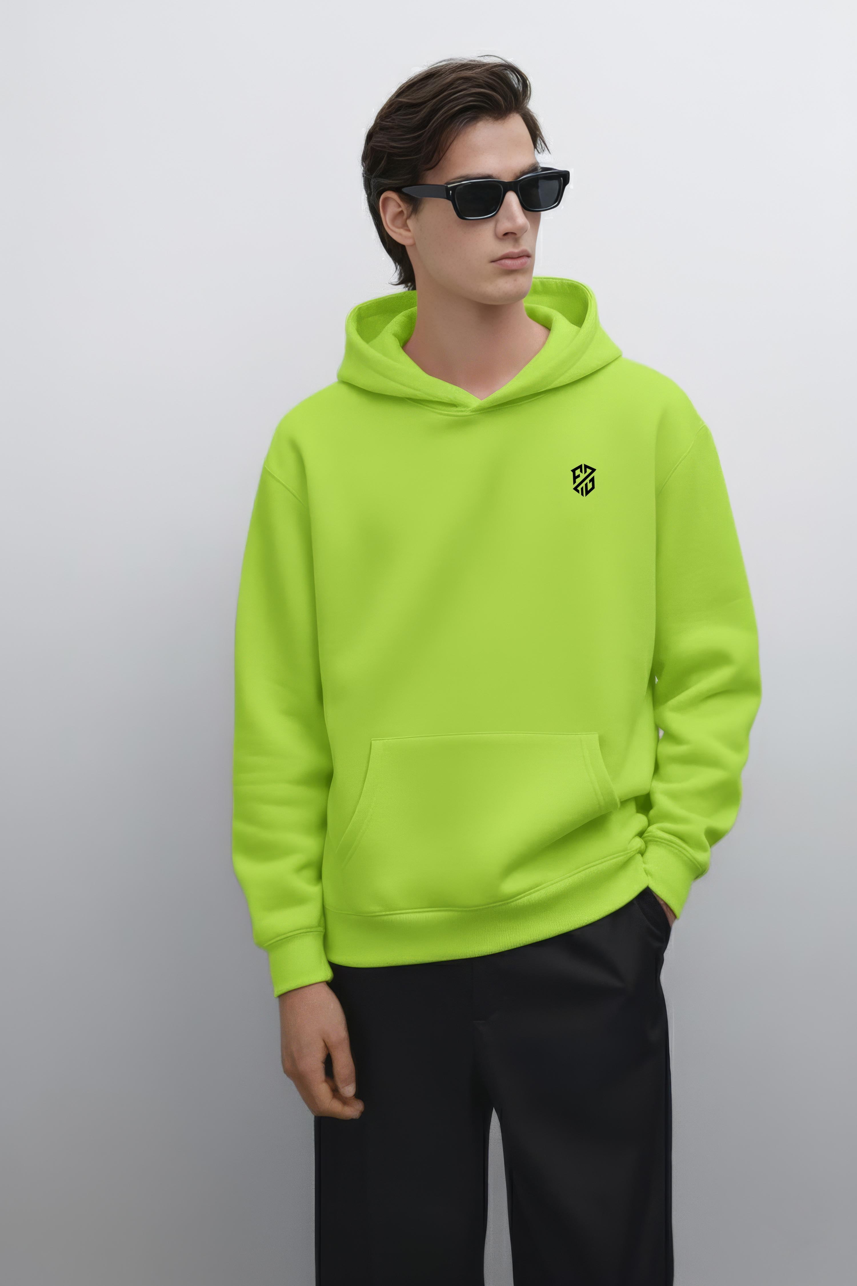 Men’s Neon Kiwi Oversized Hoodie – Heavyweight Full Sleeve Streetwear