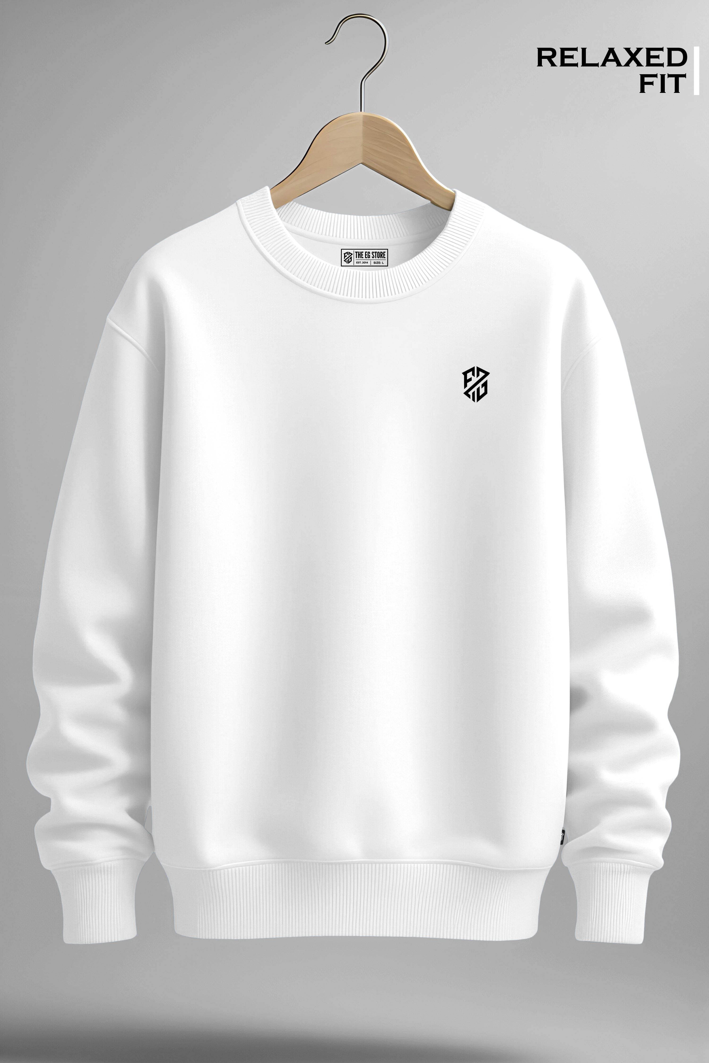 Men’s Arctic White Premium Crewneck Sweatshirt – Soft-Touch Full Sleeve