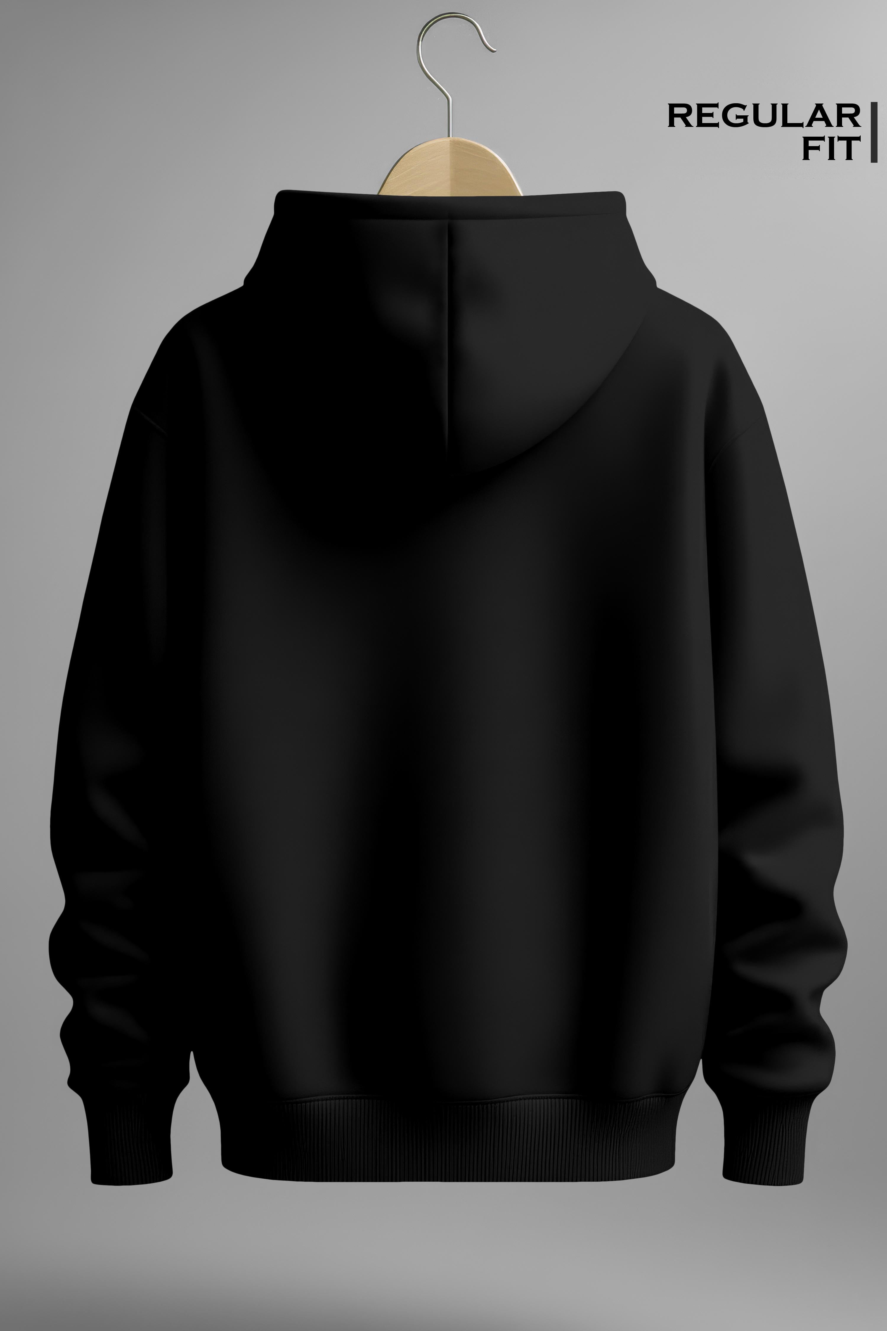 Men’s Pitch Black Heavyweight Hoodie – 420 GSM Full Sleeve Oversized Fit