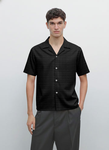 Premium Men’s Textured Cuban Collar Shirt