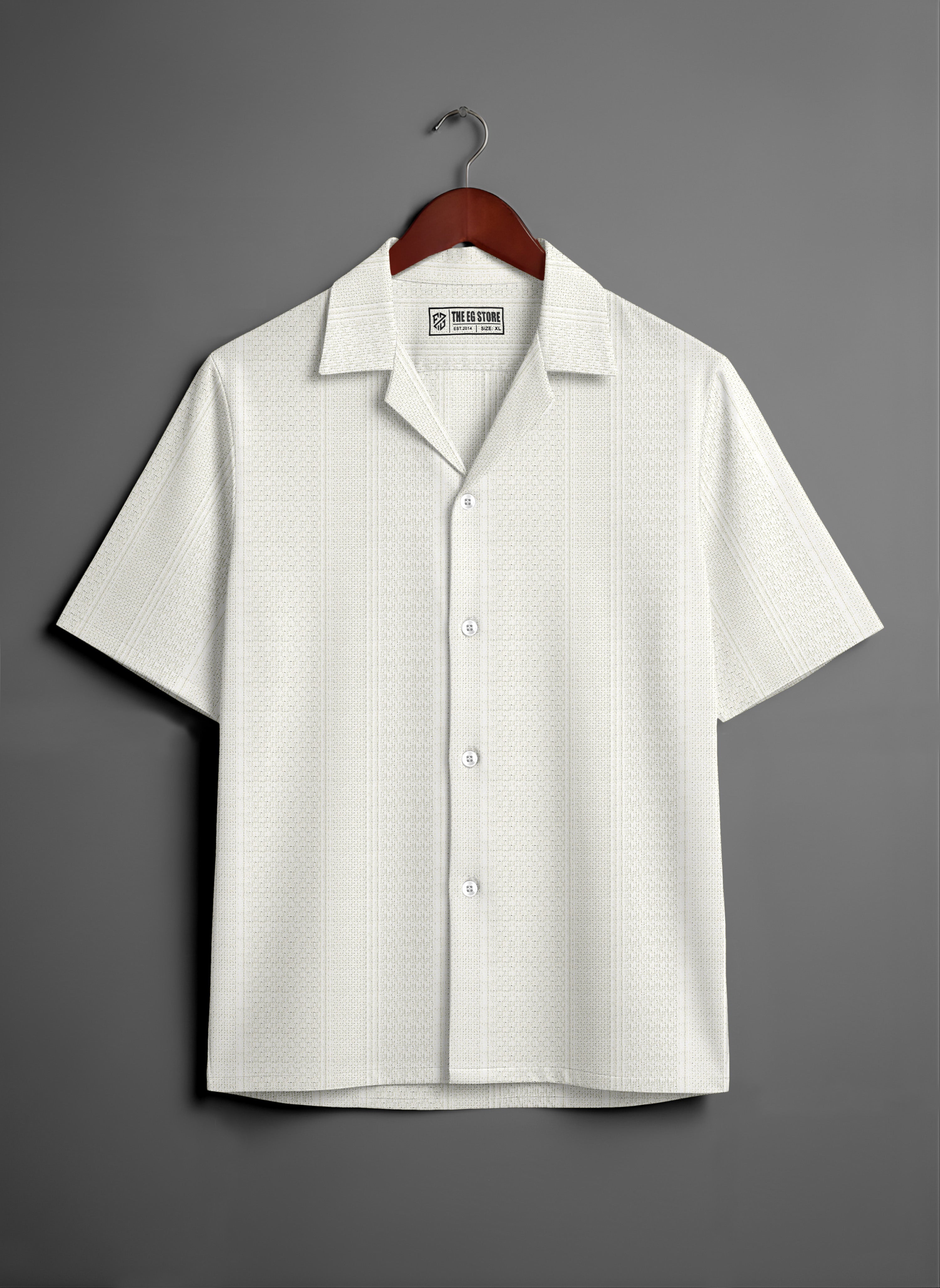 Men’s Premium Cream Linen-Blend Half-Sleeve Shirt – Breathable Summer Luxe