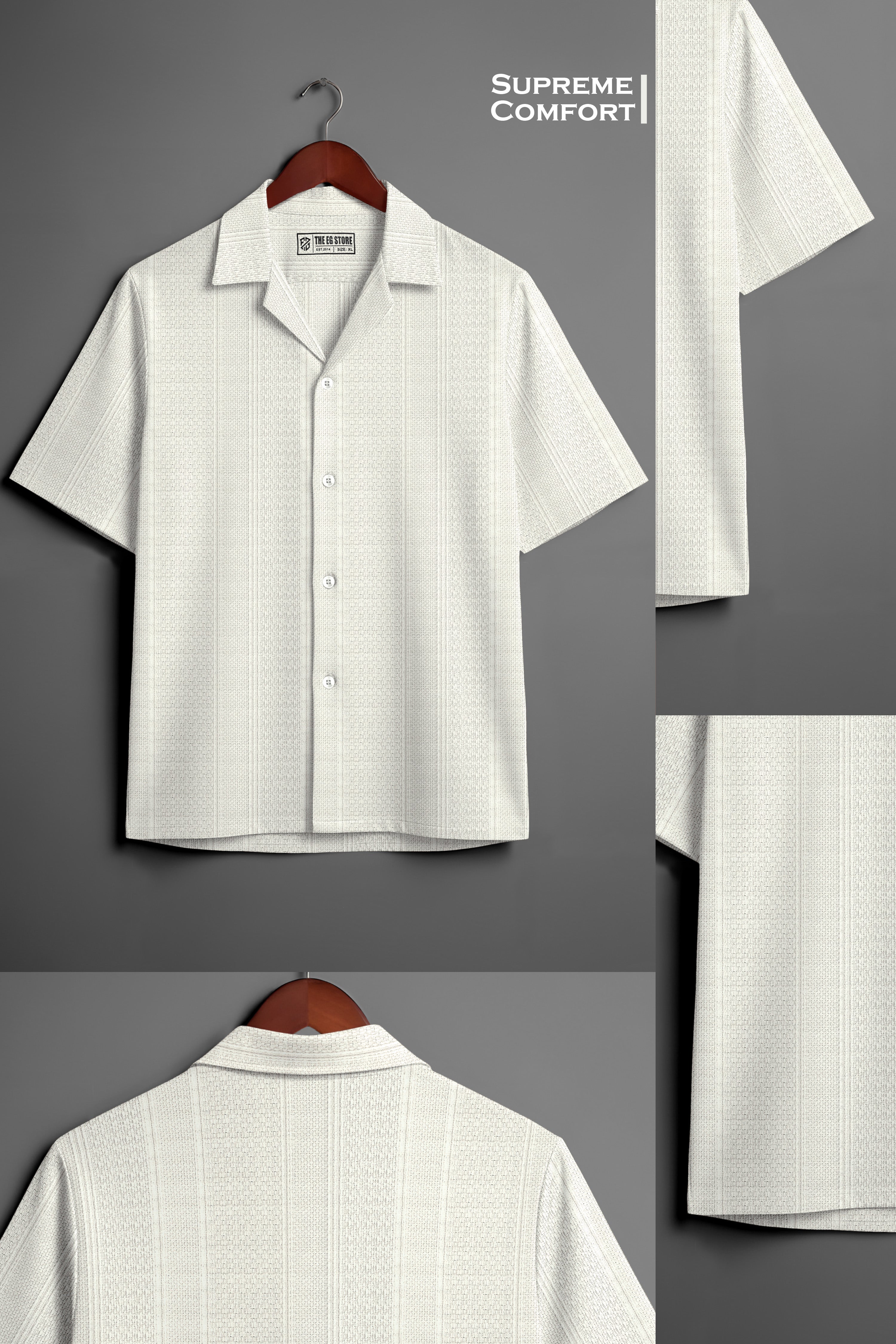 Men’s Premium Cream Linen-Blend Half-Sleeve Shirt – Breathable Summer Luxe