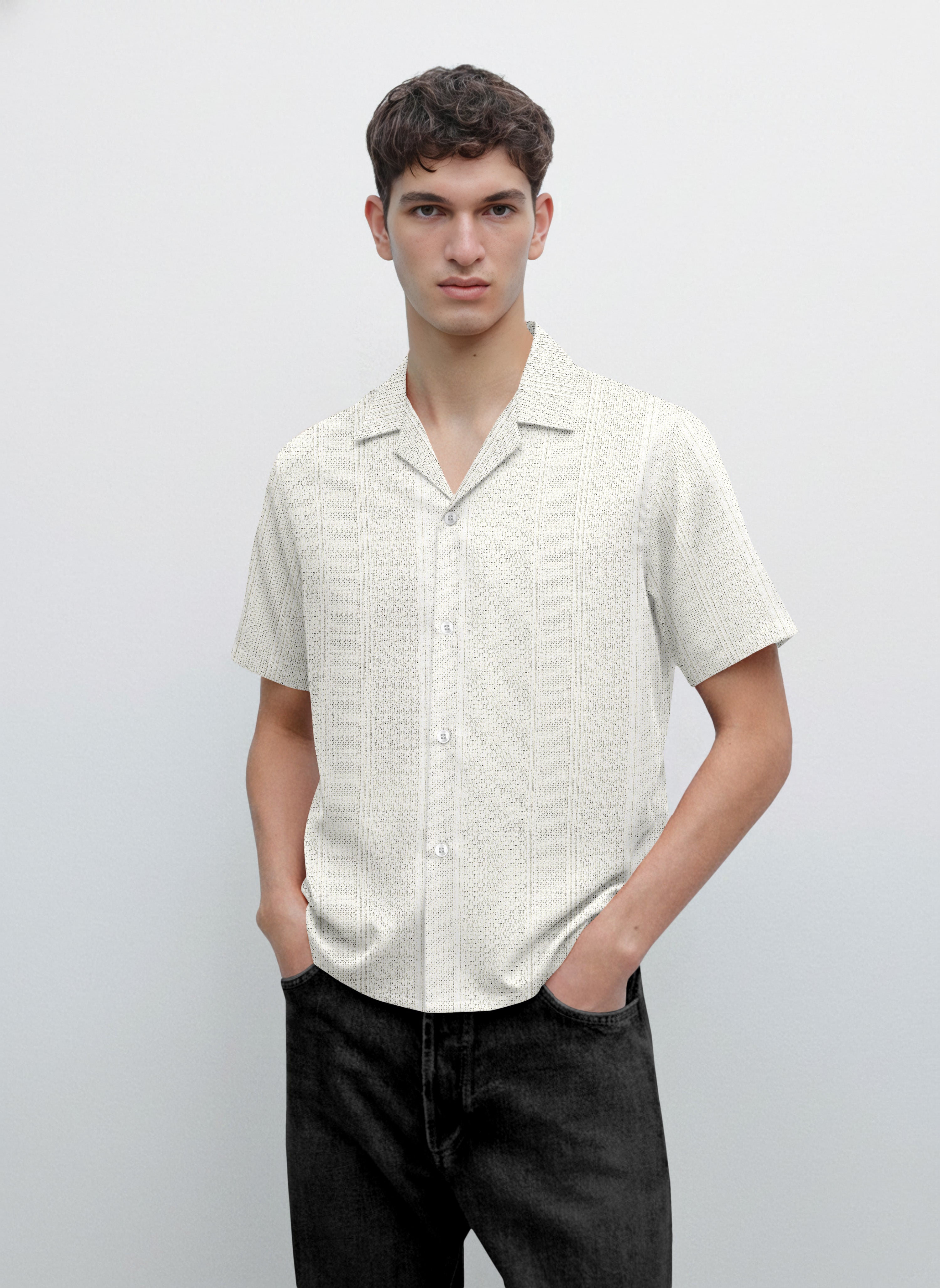 short sleeves Cream Shirts