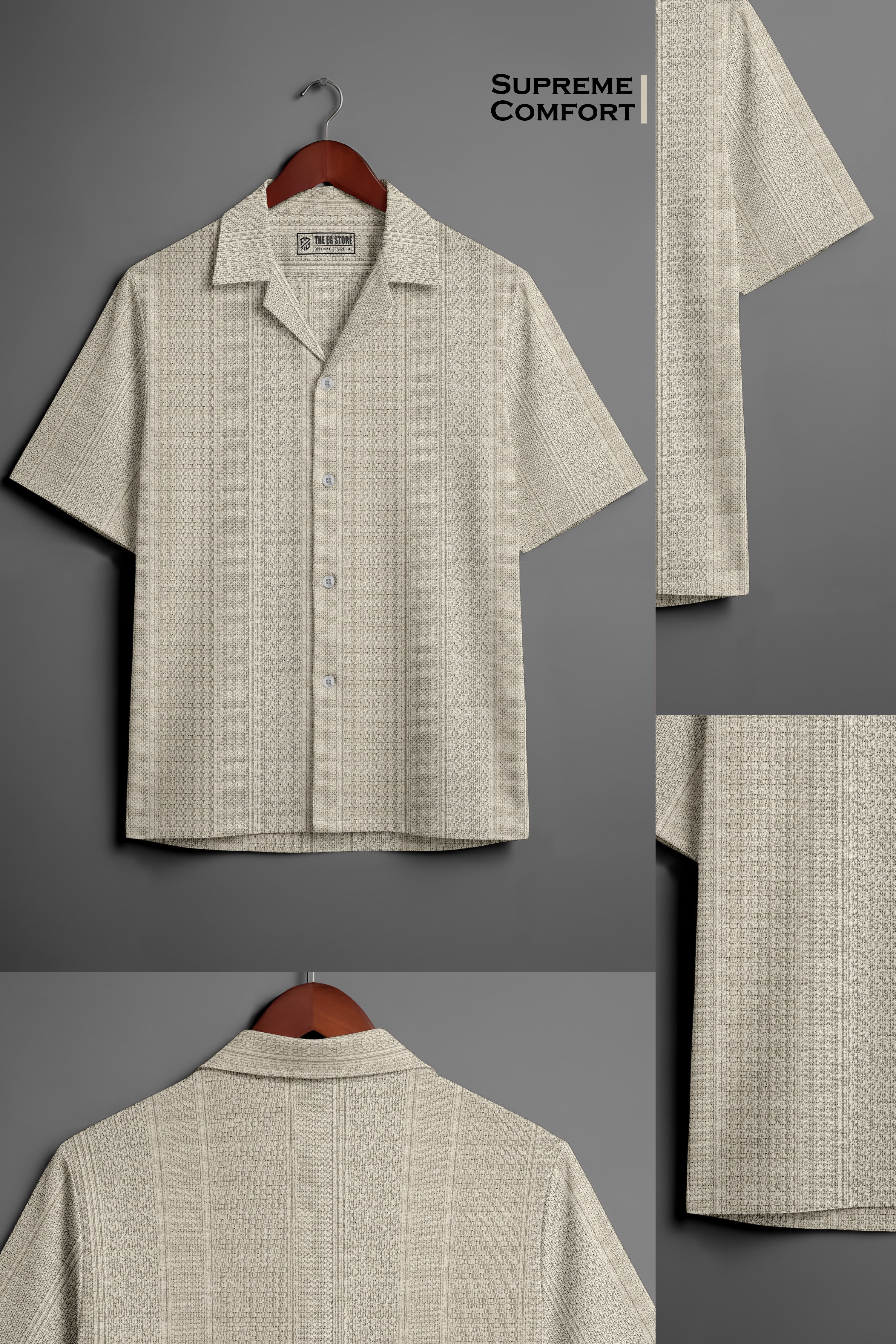 Men’s Khaki Military-Style Cargo Shirt – Half Sleeve Utility Workshirt