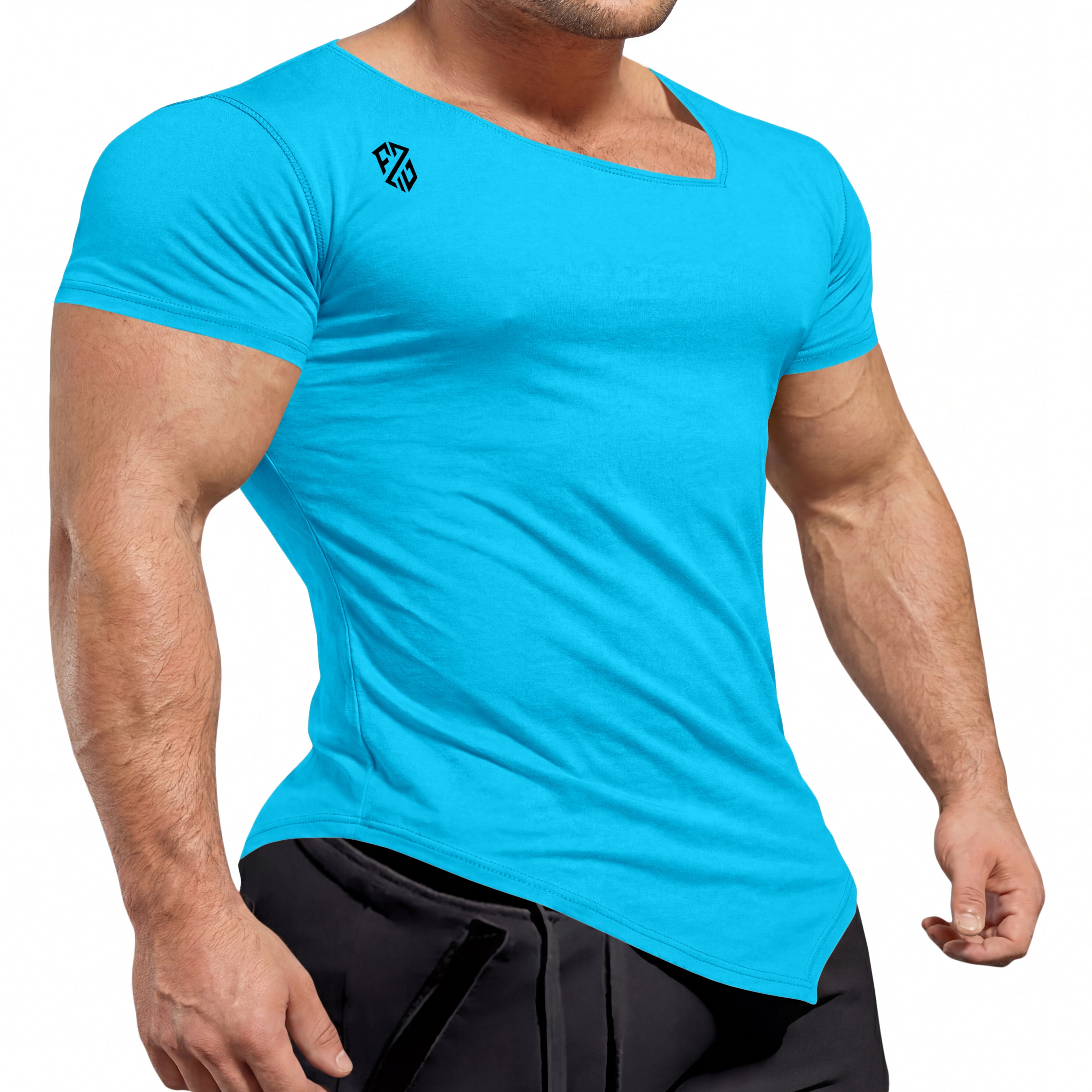 Men's Sky Blue Rapid-Dry Gym T-Shirt | Performance Training & Running Tee