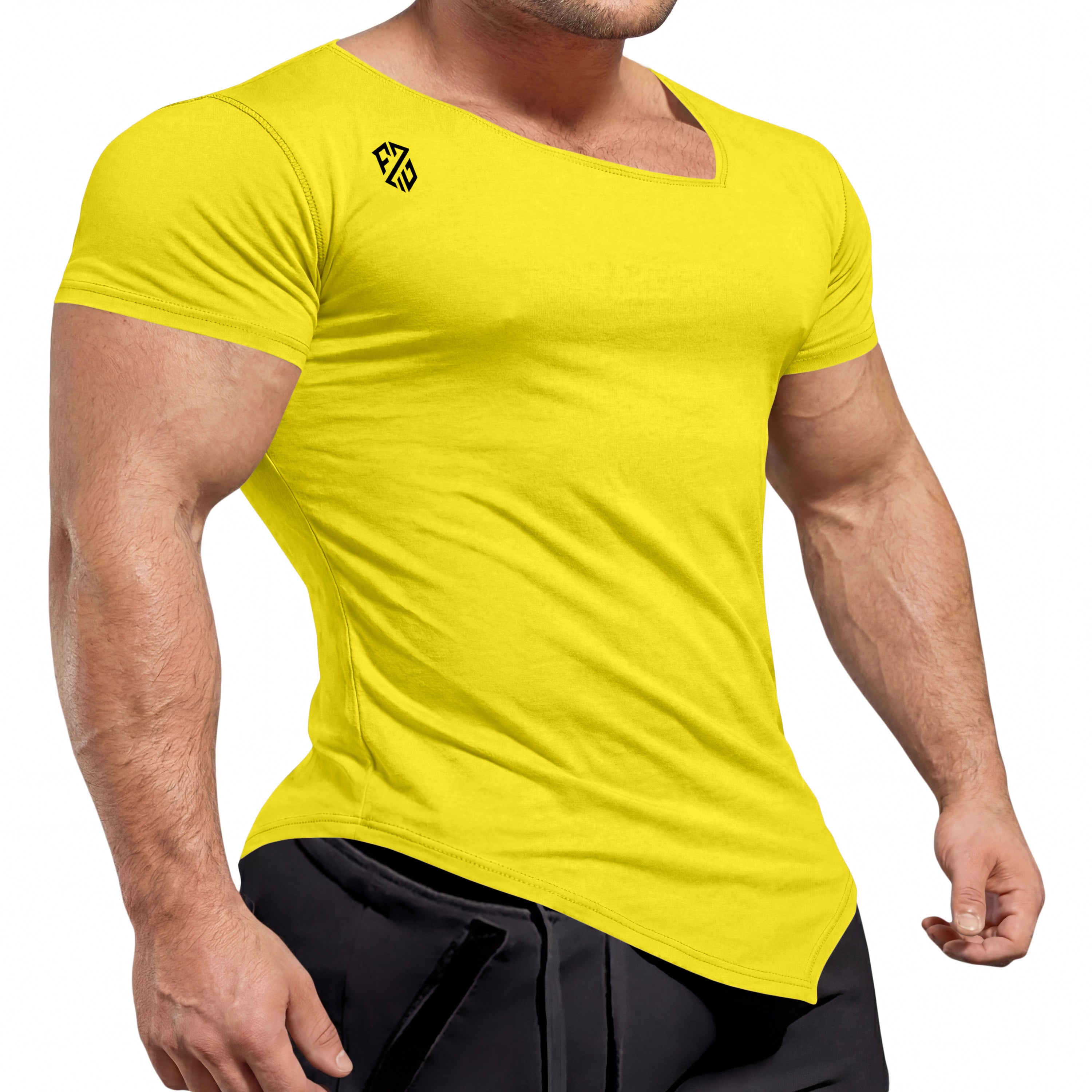Men's Rapid-Dry Yellow Gym & Training T-Shirt | Slim Fit Half Sleeve Sports Tee
