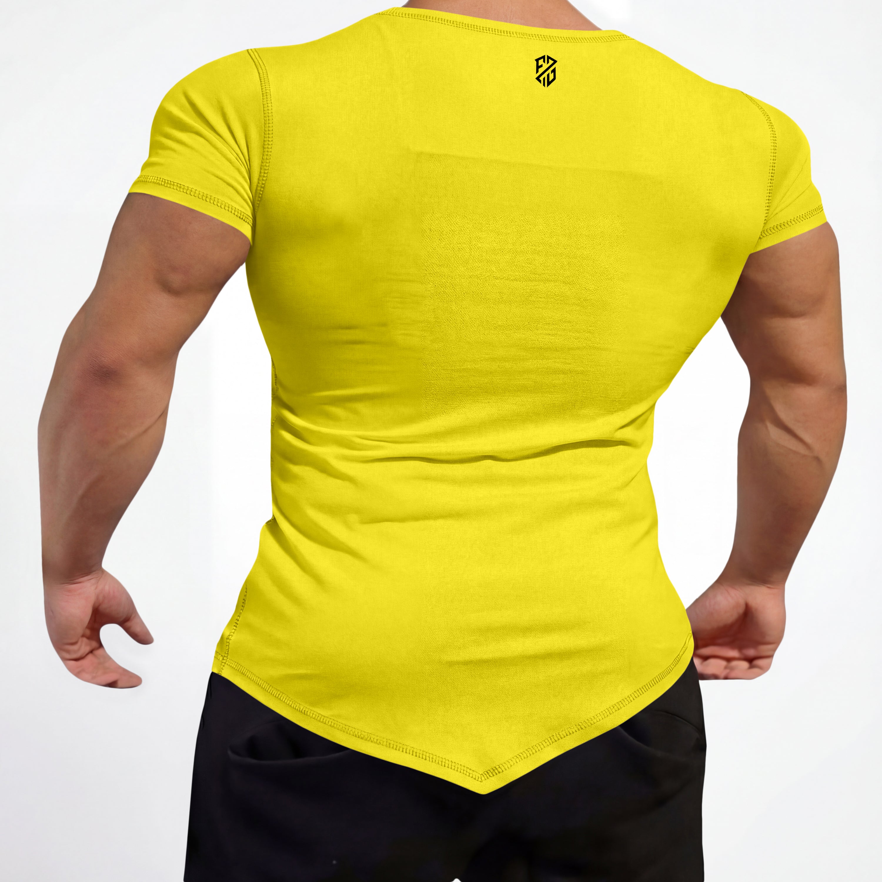 Men's Rapid-Dry Yellow Gym & Training T-Shirt | Slim Fit Half Sleeve Sports Tee