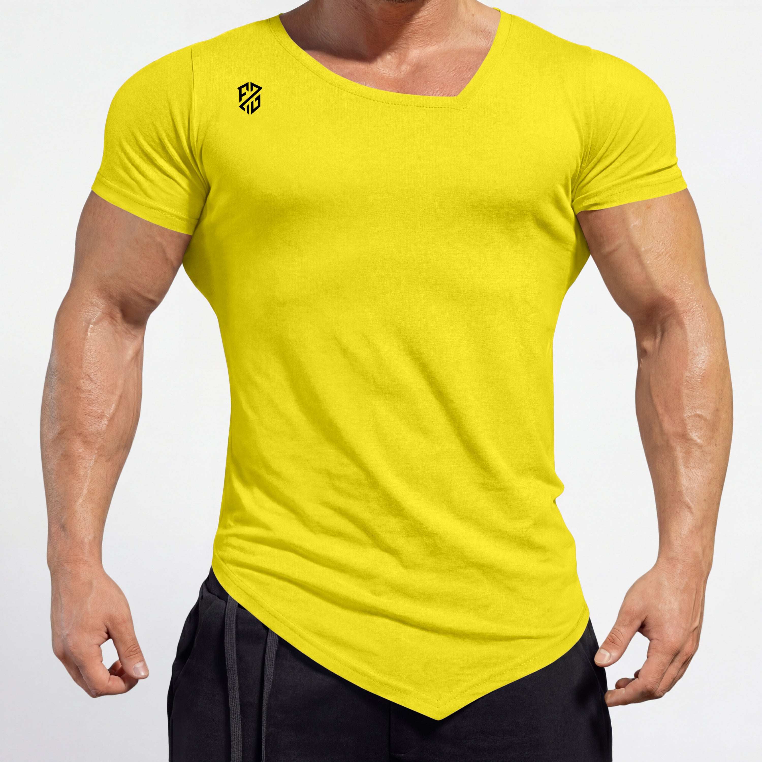 Men's Rapid-Dry Yellow Gym & Training T-Shirt | Slim Fit Half Sleeve Sports Tee